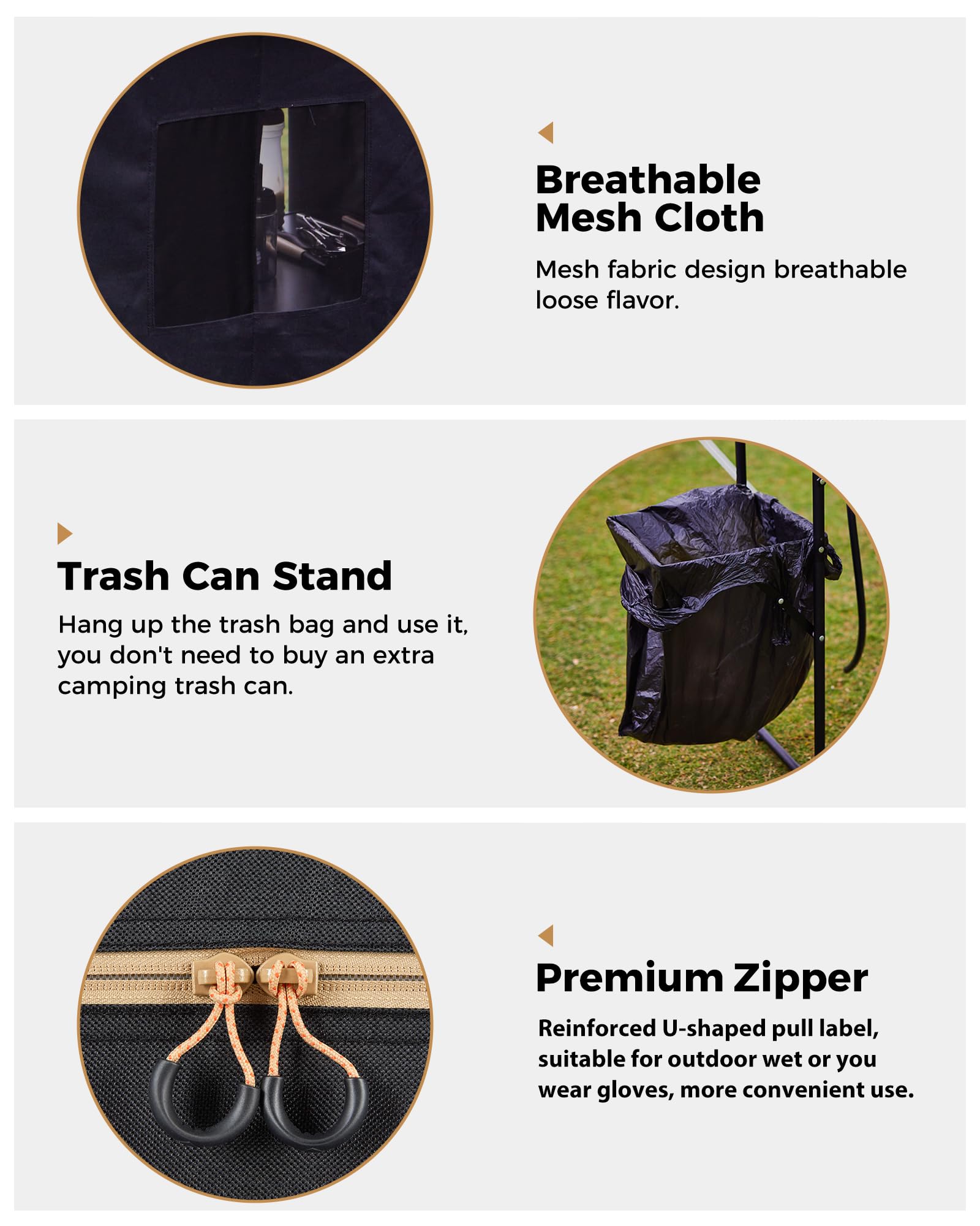 KingCamp Camping Kitchen Table – Portable Grill Station with Bamboo Top