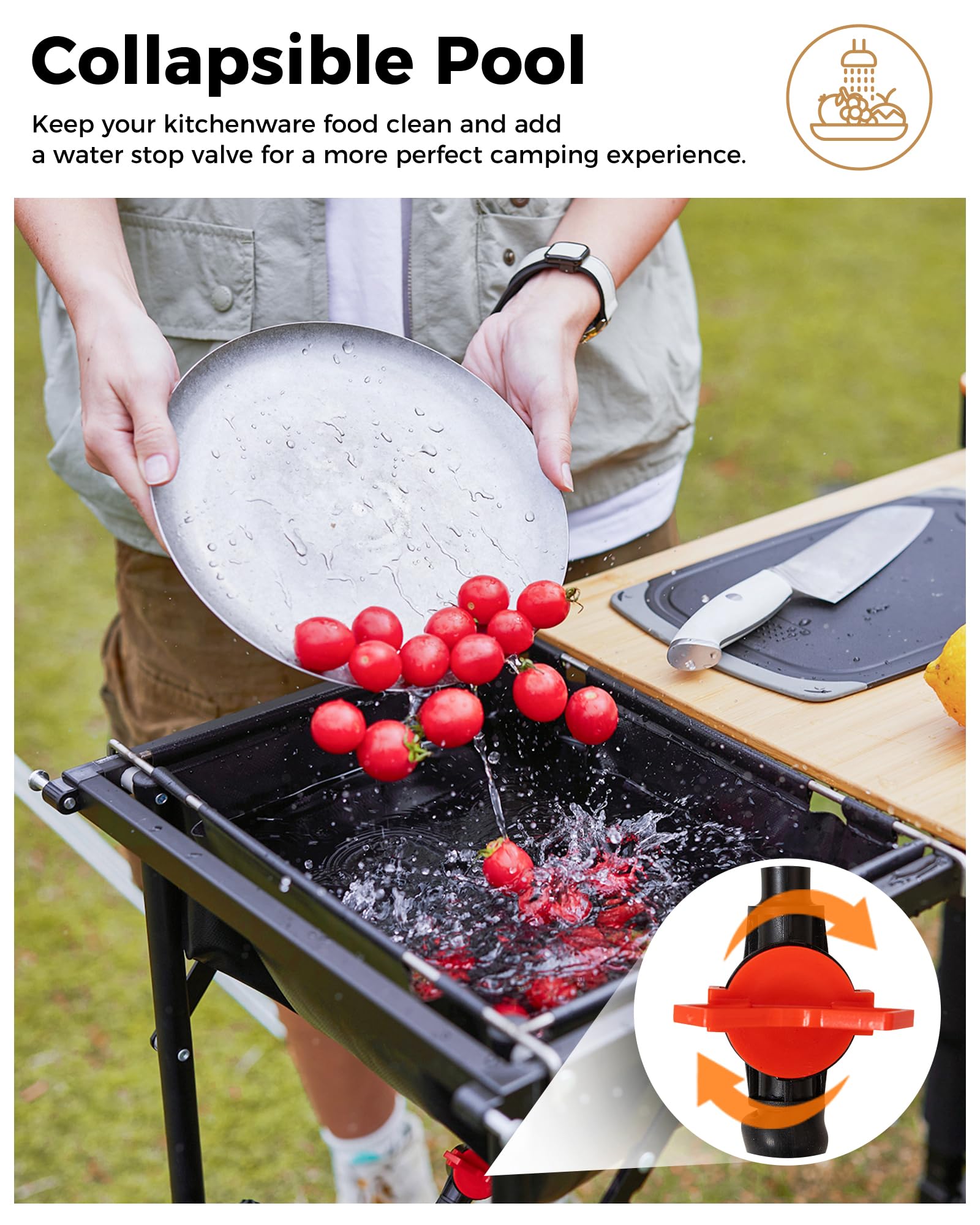 KingCamp Camping Kitchen Table – Portable Grill Station with Bamboo Top