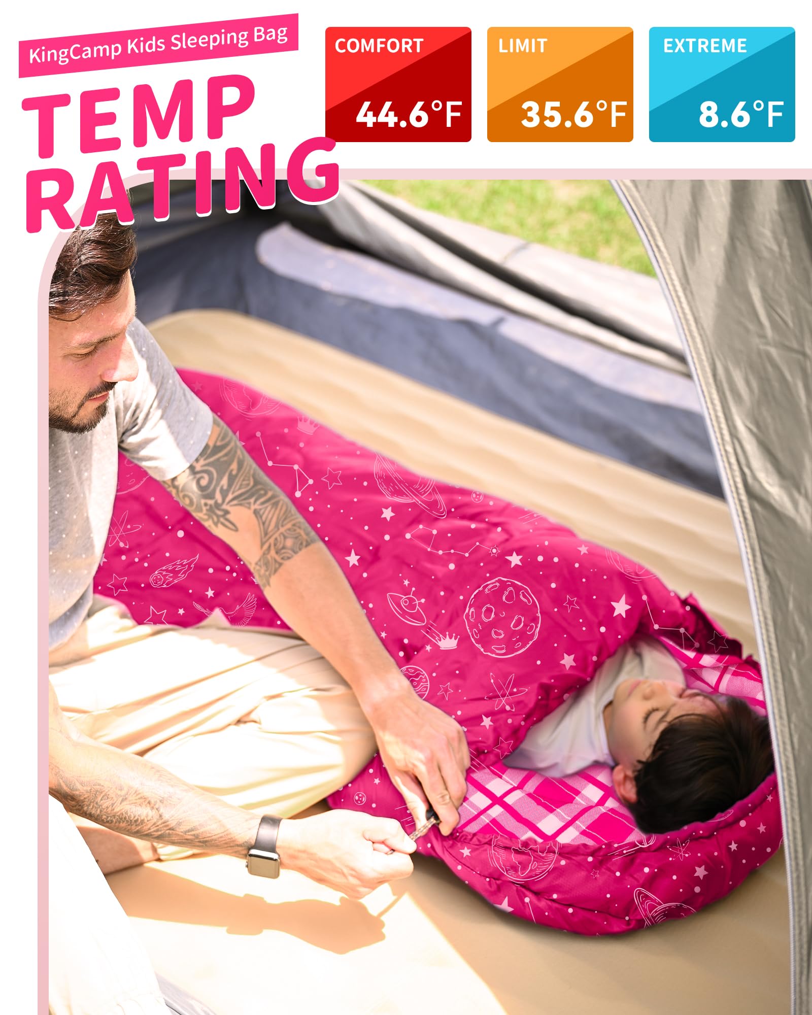 KingCamp Galaxy Zoo C 300 Kids Sleeping Bag ¨C Adjustable Length