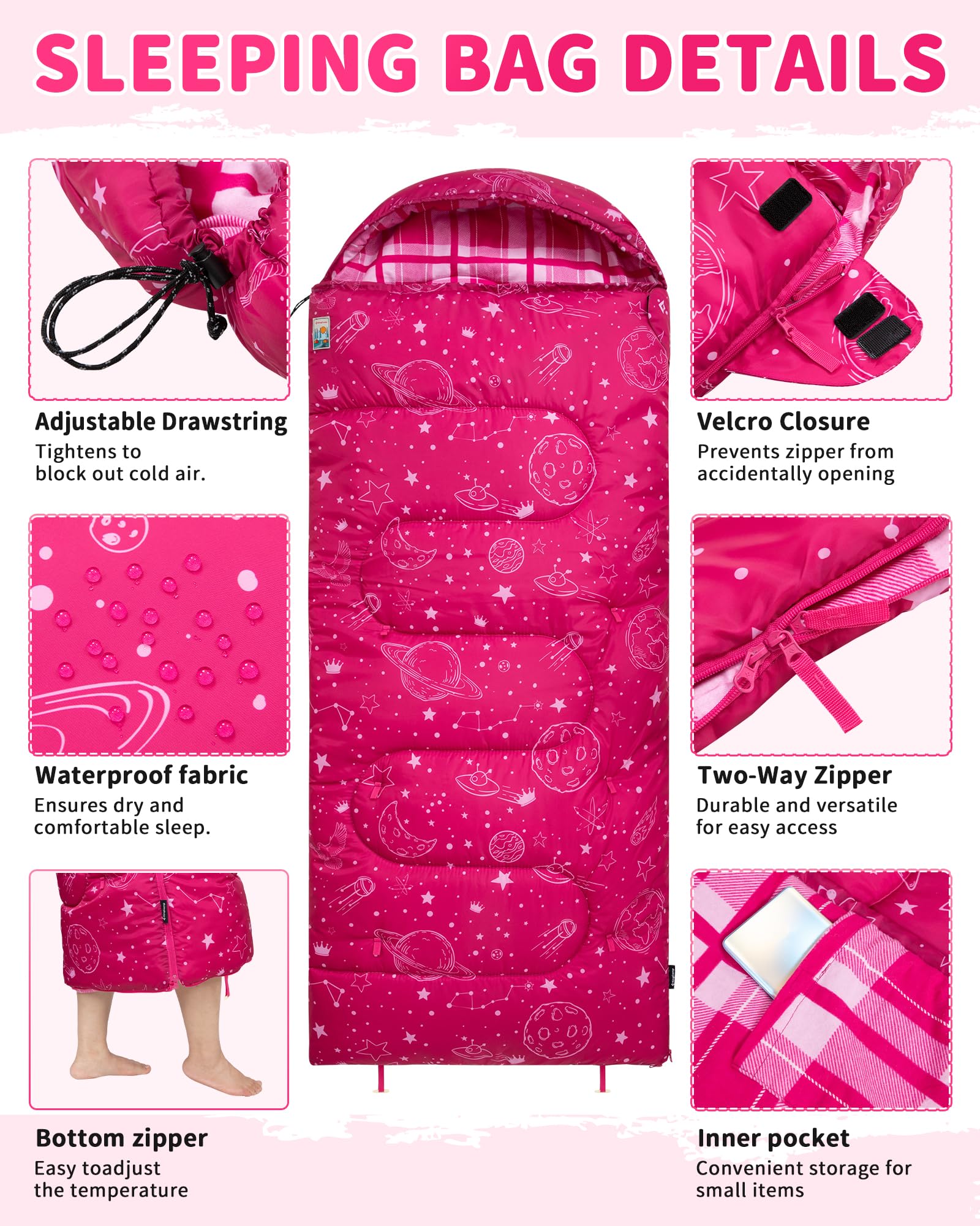 KingCamp Galaxy Zoo C 300 Kids Sleeping Bag ¨C Adjustable Length