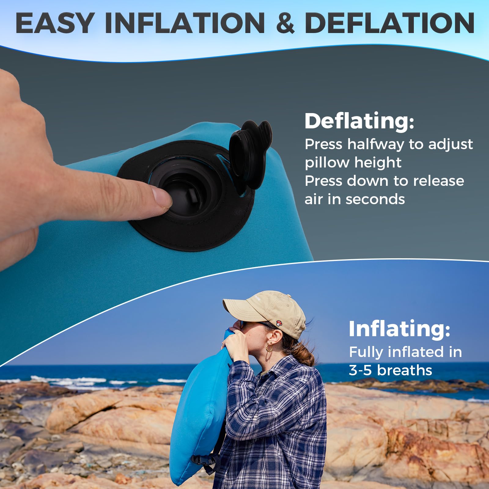 KingCamp HYPNOS Compact Inflatable Camping Pillow with Washable Cover