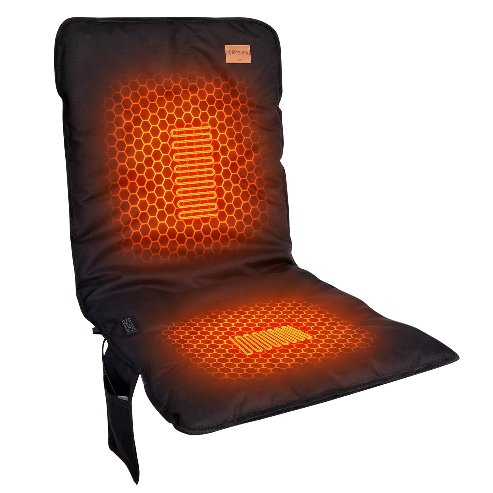 KingCamp Heated Seat Cushion for Camping Chair, Dual-Zone Heated Chair Pad with 3 Heat Settings, Full Back & Seat Coverage for Winter Camping & Ice Fishing