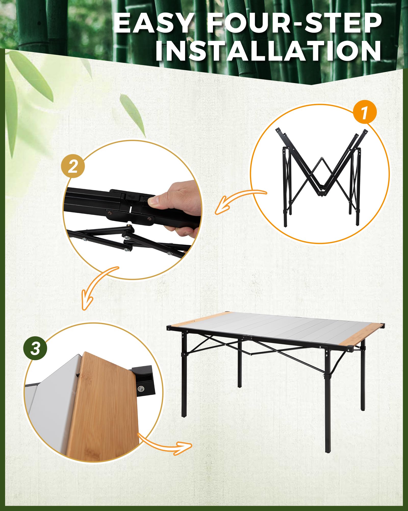 KingCamp Hybrid Aluminum Roll-Top Table with Bamboo Extensions