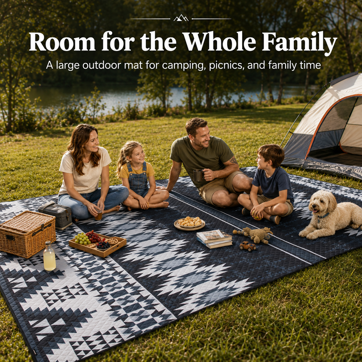 KingCamp ISIAY MAX 3.4 Large Camping Mat, 11.2 x 7.9 ft Insulated Picnic Blanket for the Whole Family