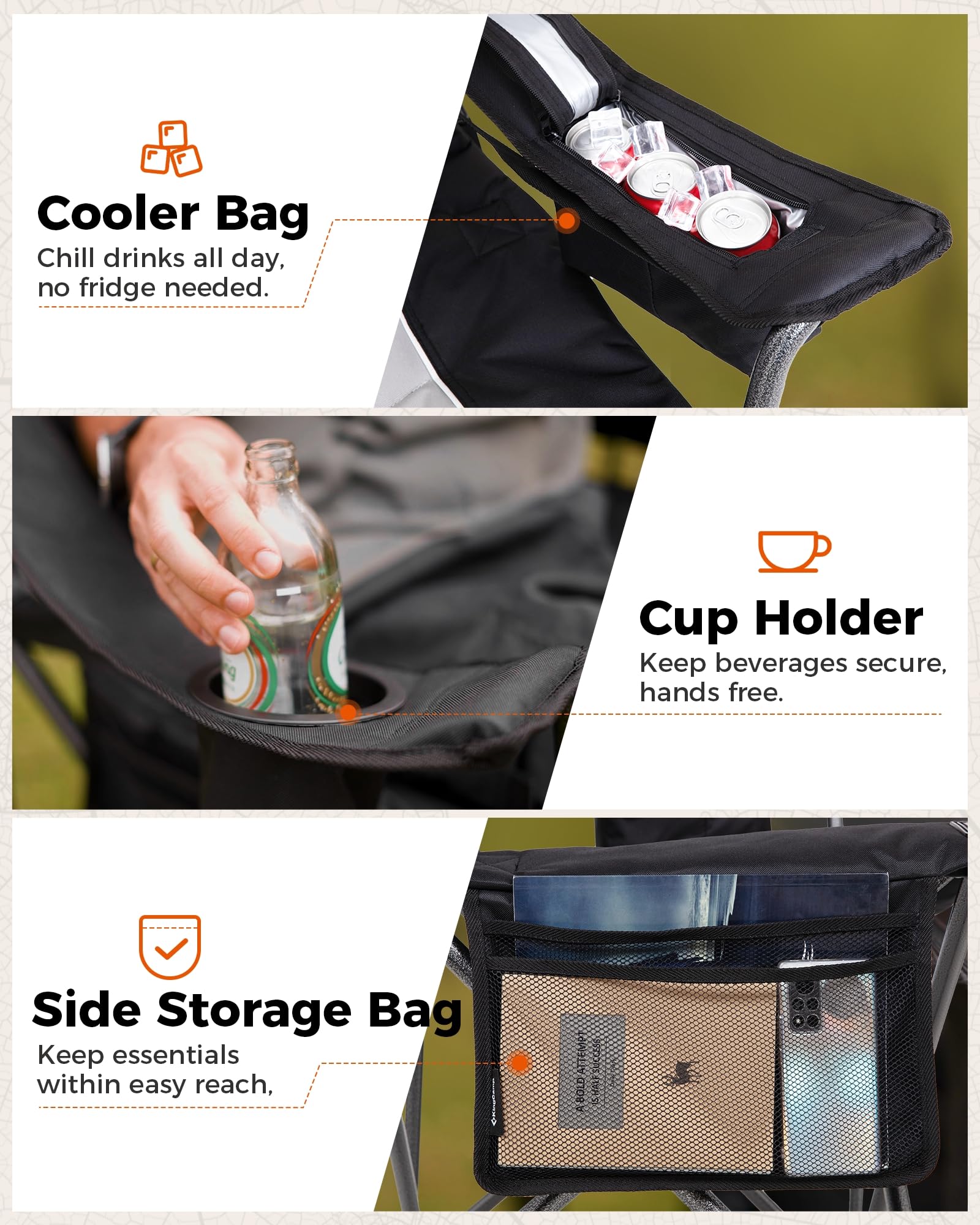 KingCamp JUNIPER C10 Oversized Folding Chair with Adjustable Lumbar Support