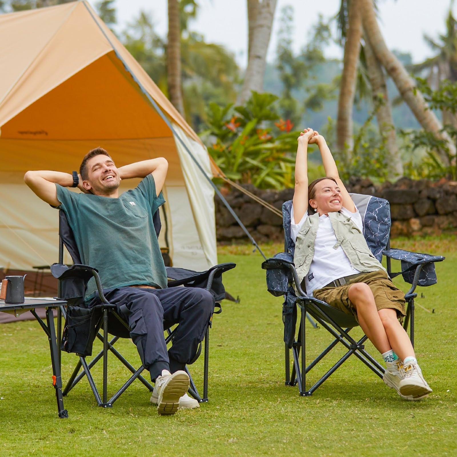 KingCamp JUNIPER C10 Oversized Folding Chair with Adjustable Lumbar Support Grey