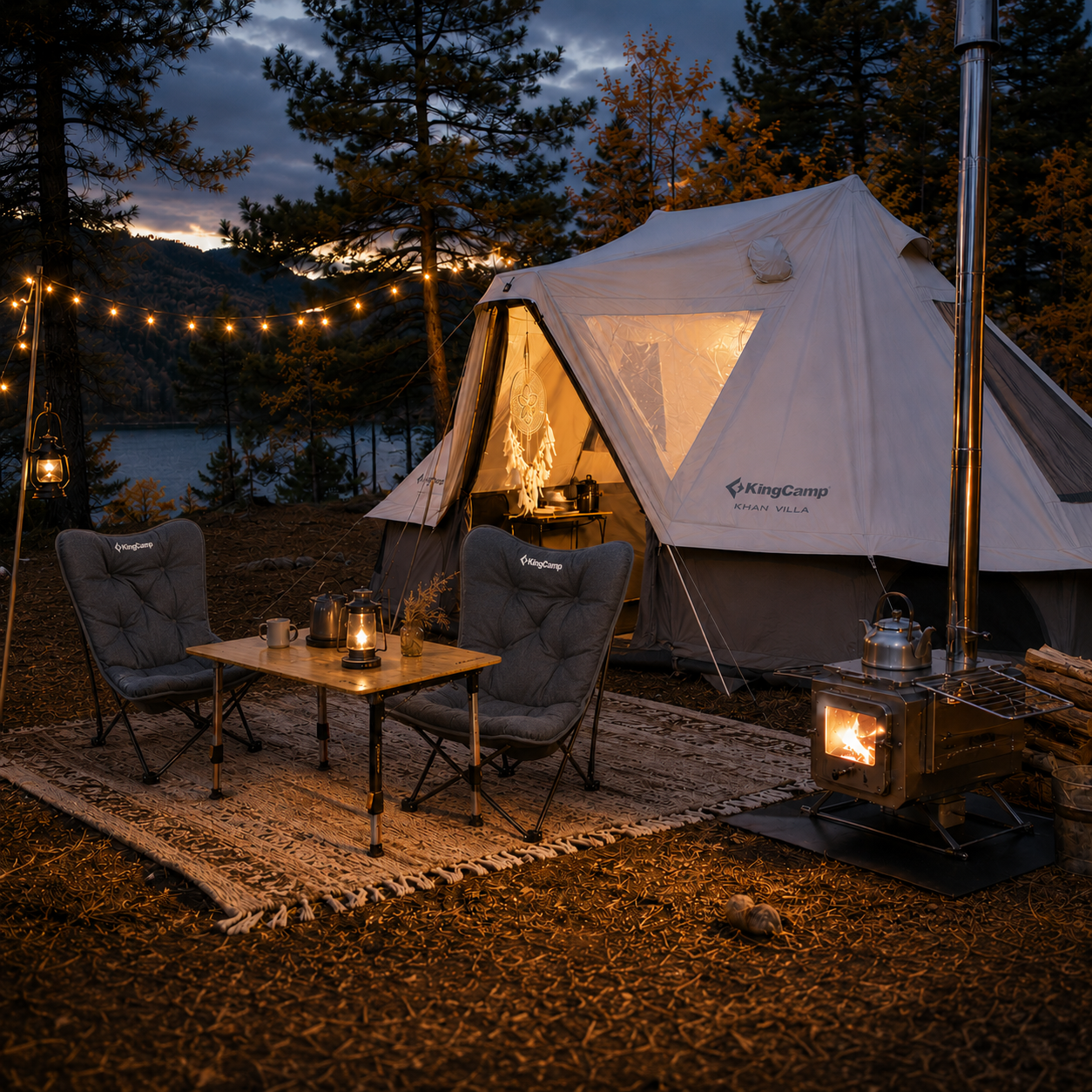 KHAN VILLA 15FT TC Canvas Glamping Tent with Stove Jack
