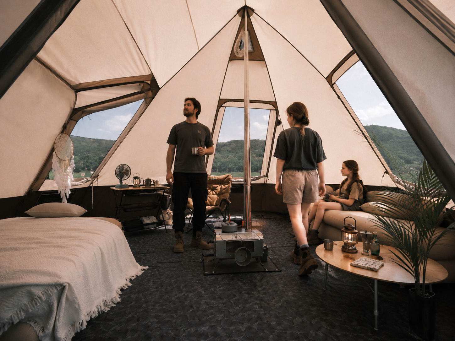 KHAN VILLA 15FT TC Canvas Glamping Tent with Stove Jack