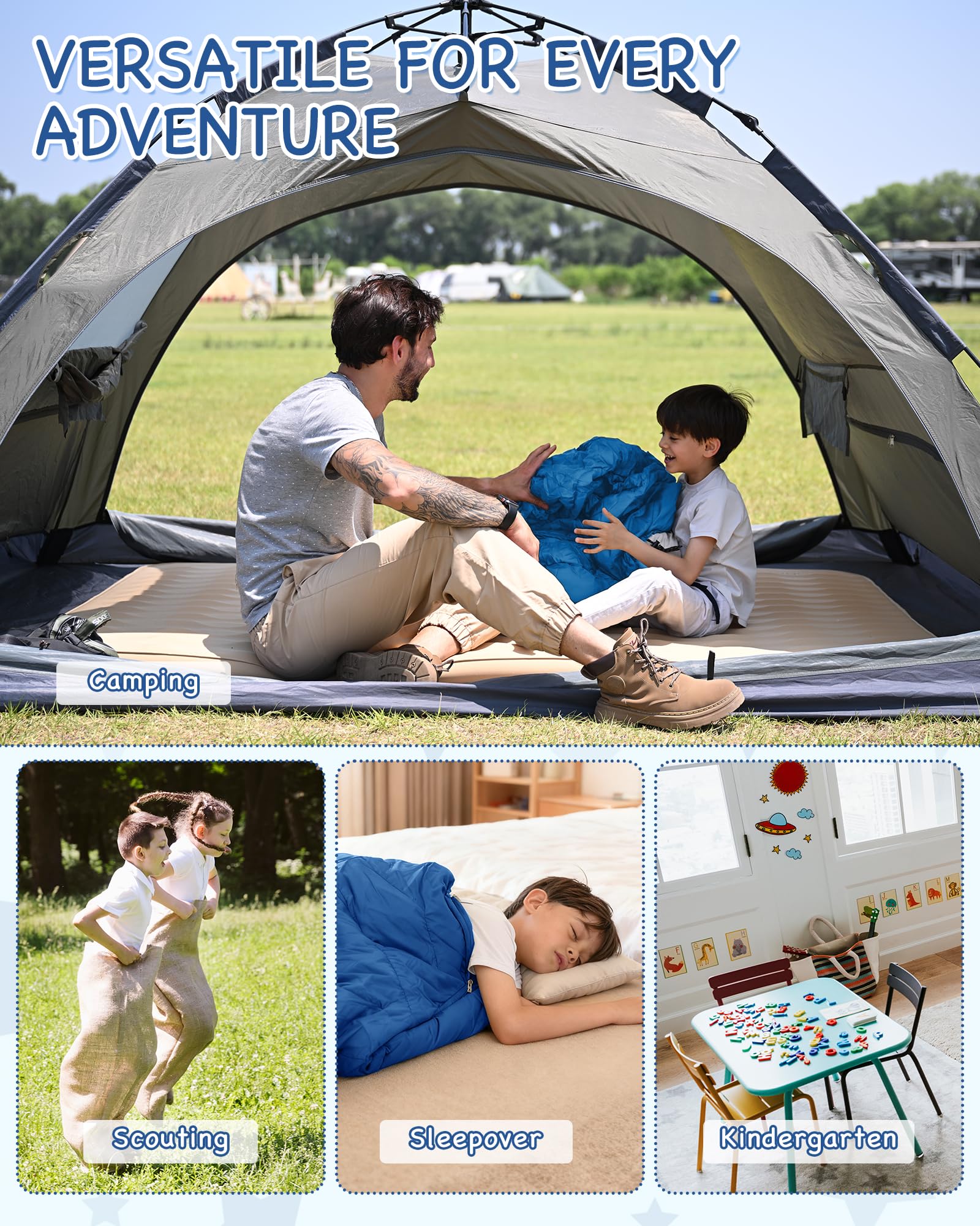 KingCamp Kids Mummy Sleeping Bag - 100% Cotton Flannel Lining