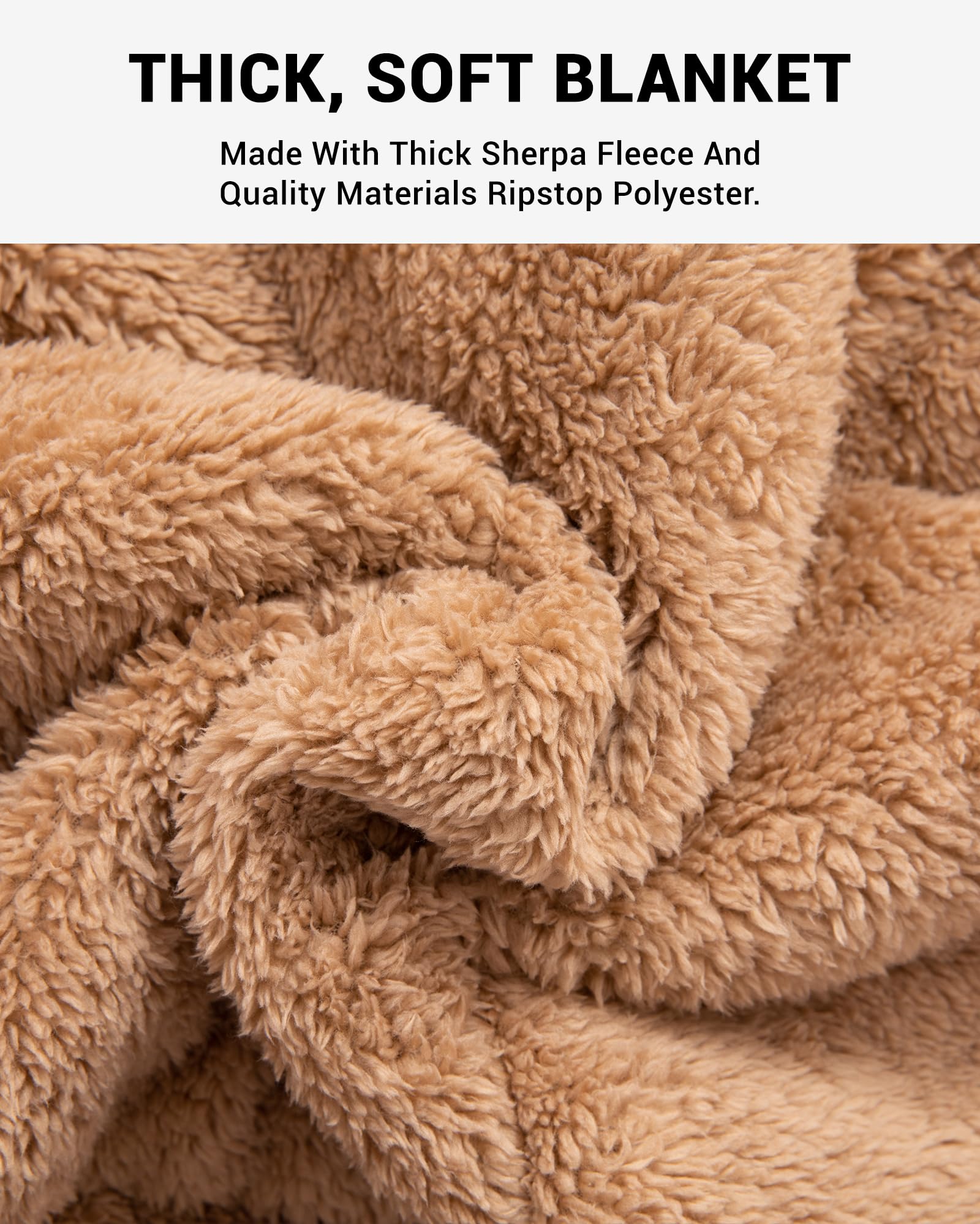 KingCamp Large Sherpa & Water-Resistant Picnic Blanket Thick Soft Blanket