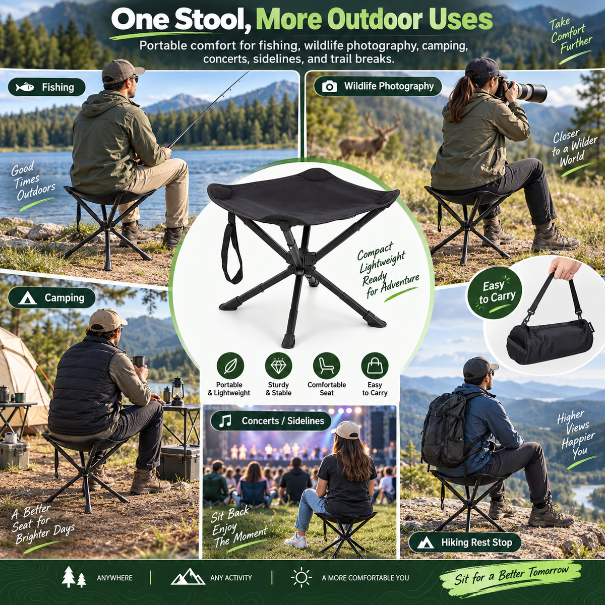 Lightweight Swivel Camping Stool