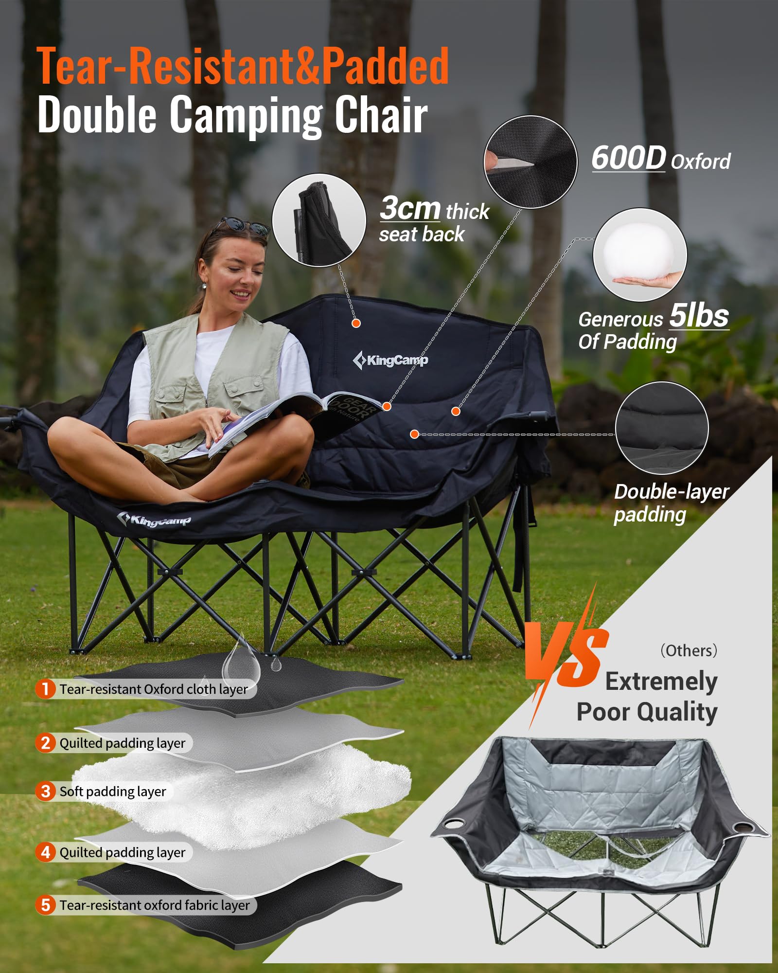 KingCamp Oversize Double Camping Loveseat