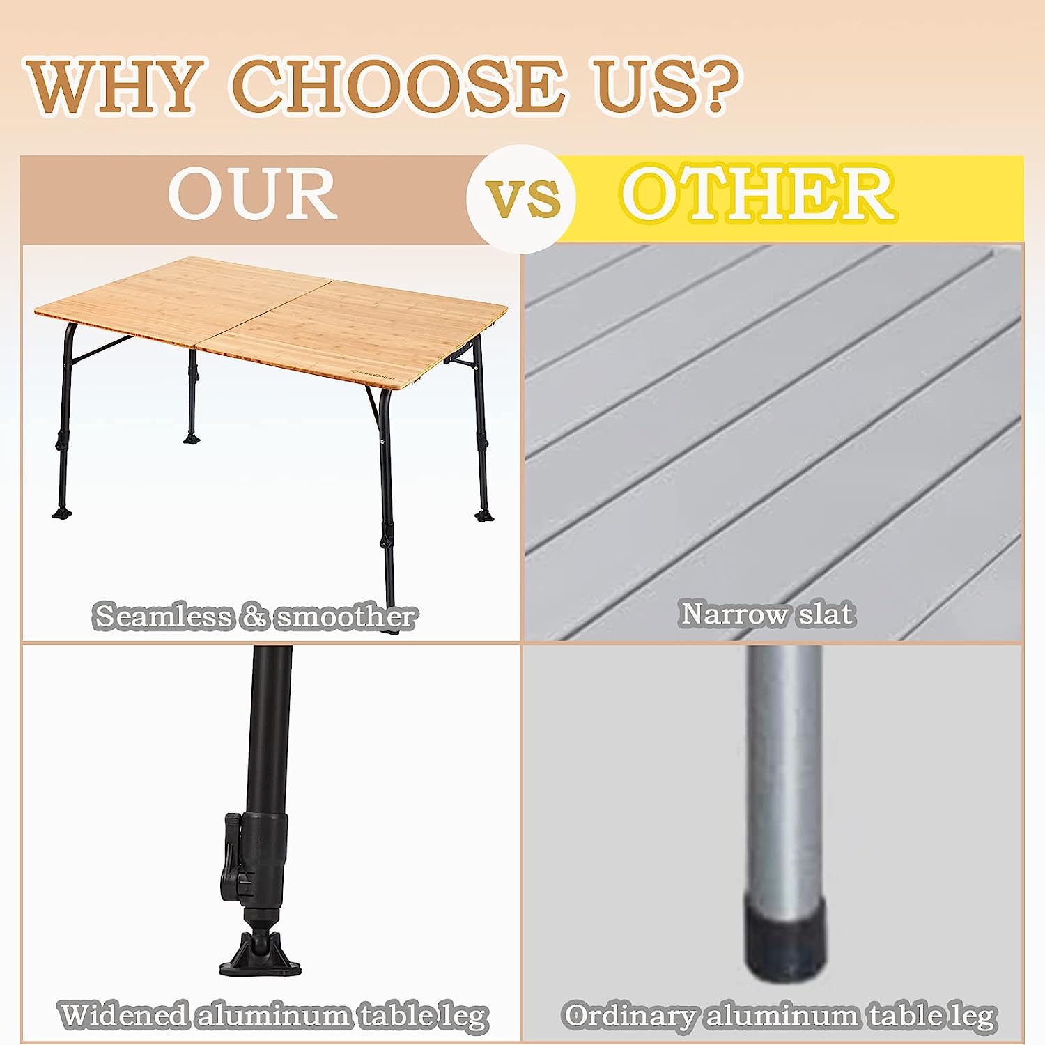 Adjustable Height Folding Bamboo Table