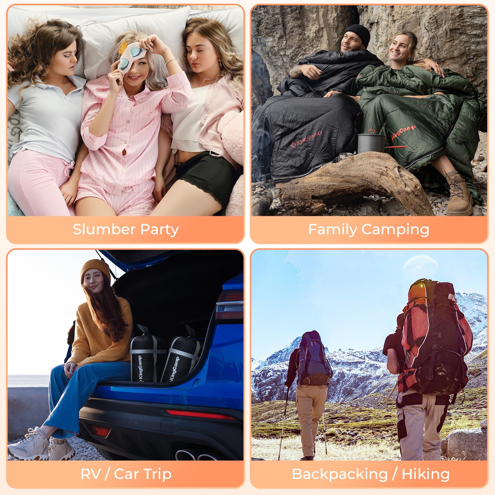 Wearable Flannel Camping Sleeping Bag- XL