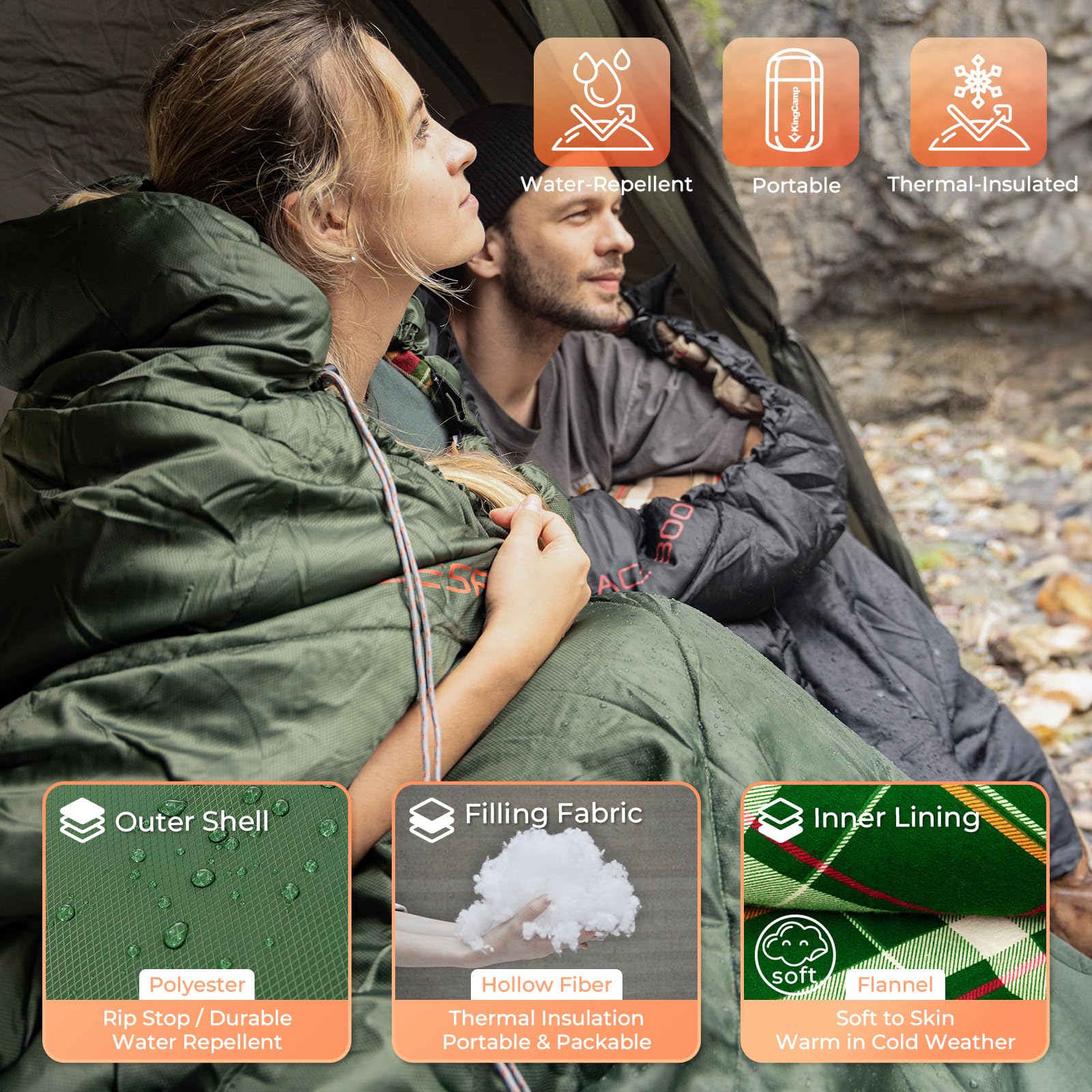 Wearable Flannel Camping Sleeping Bag- XL