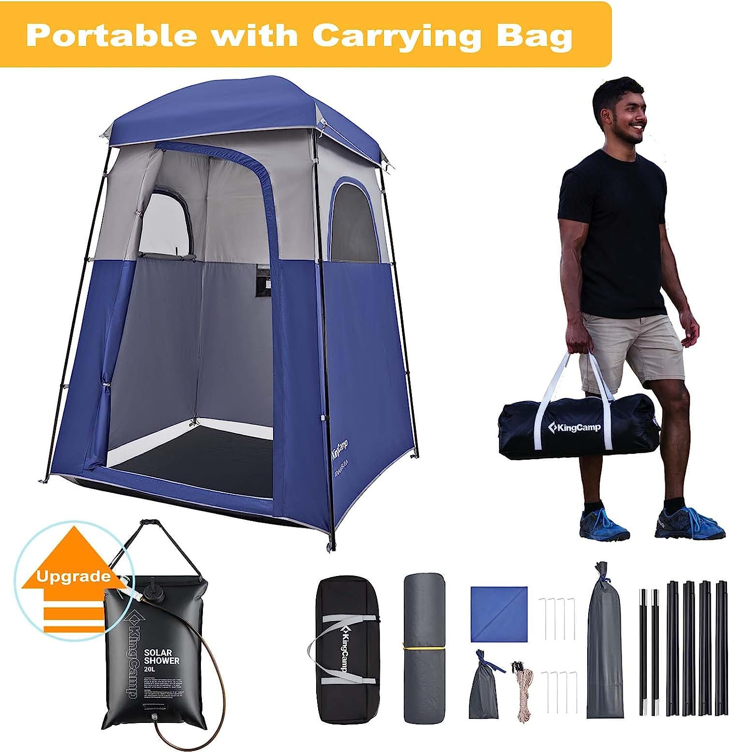 Single Room Shower Tent with Solar Shower Set