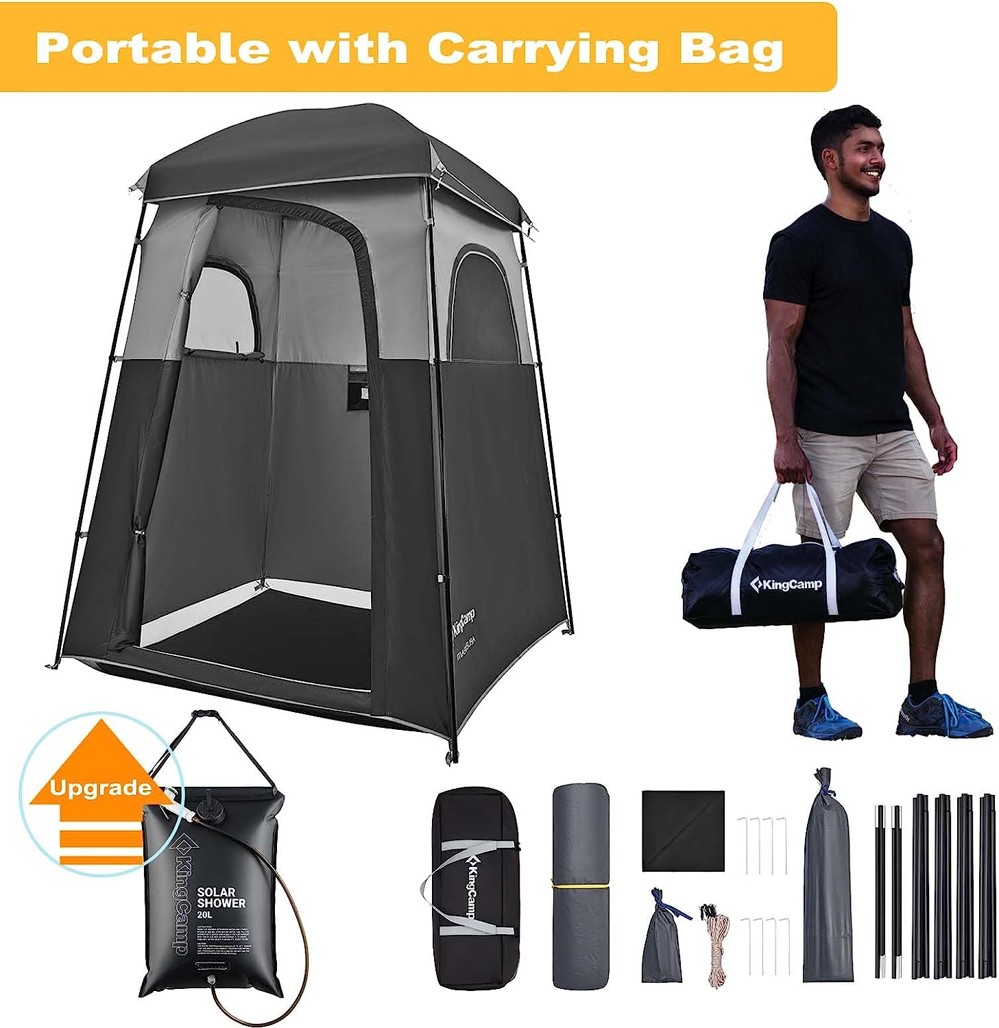 Single Room Shower Tent with Solar Shower Set