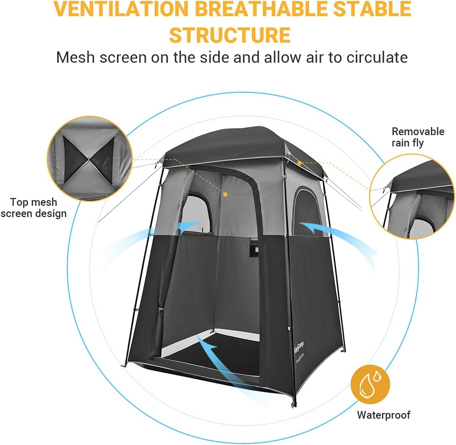 Single Room Shower Tent with Solar Shower Set