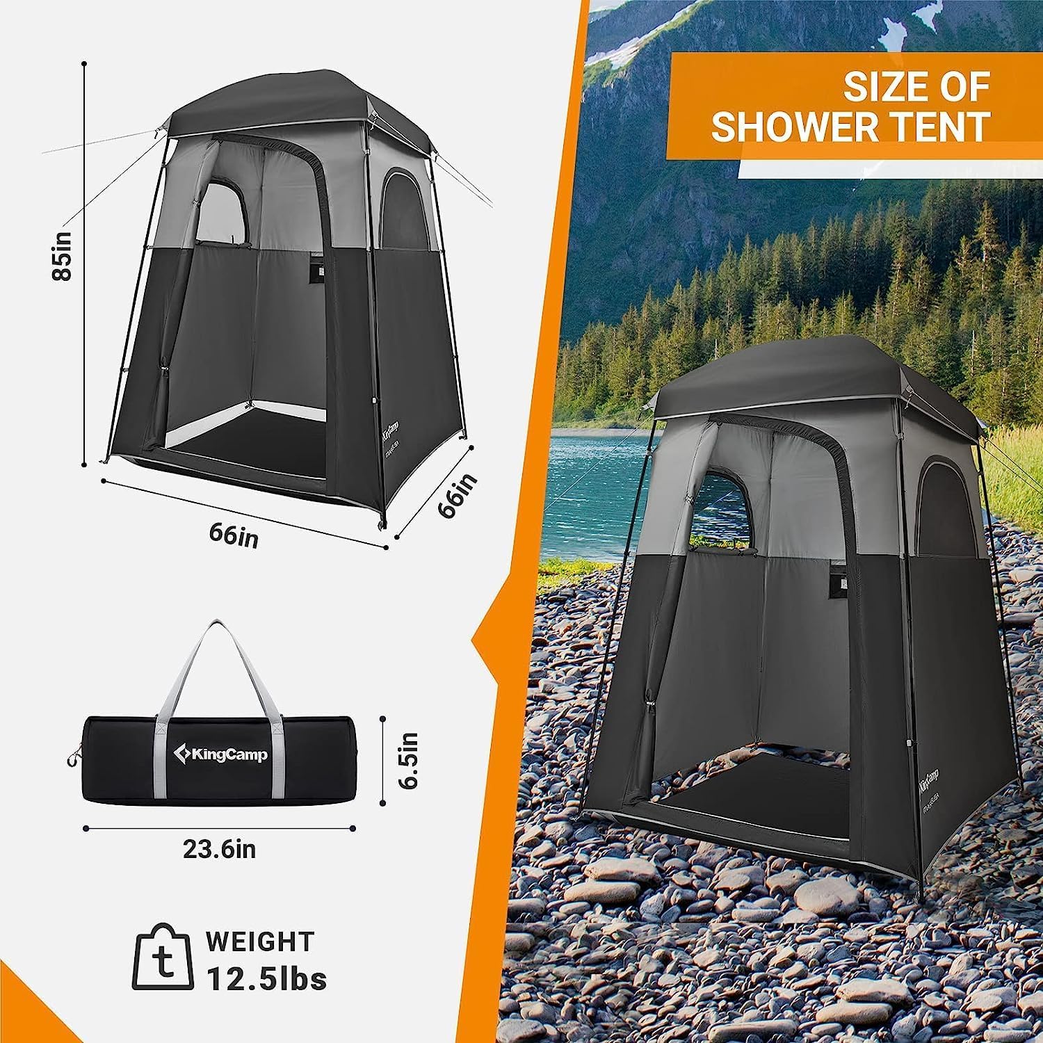 Single Room Shower Tent with Solar Shower Set