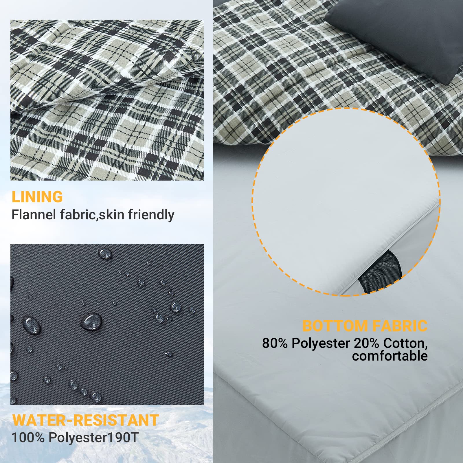 42F Versatile Double Envelope Sleeping Bag with Pillow