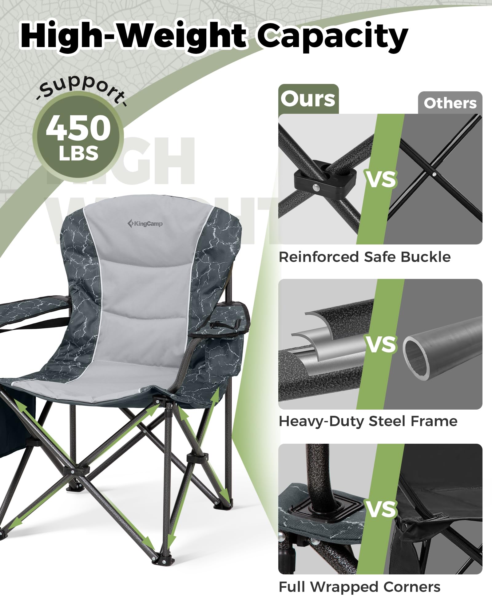 KingCamp JUNIPER C10 Oversized Folding Chair with Adjustable Lumbar Support