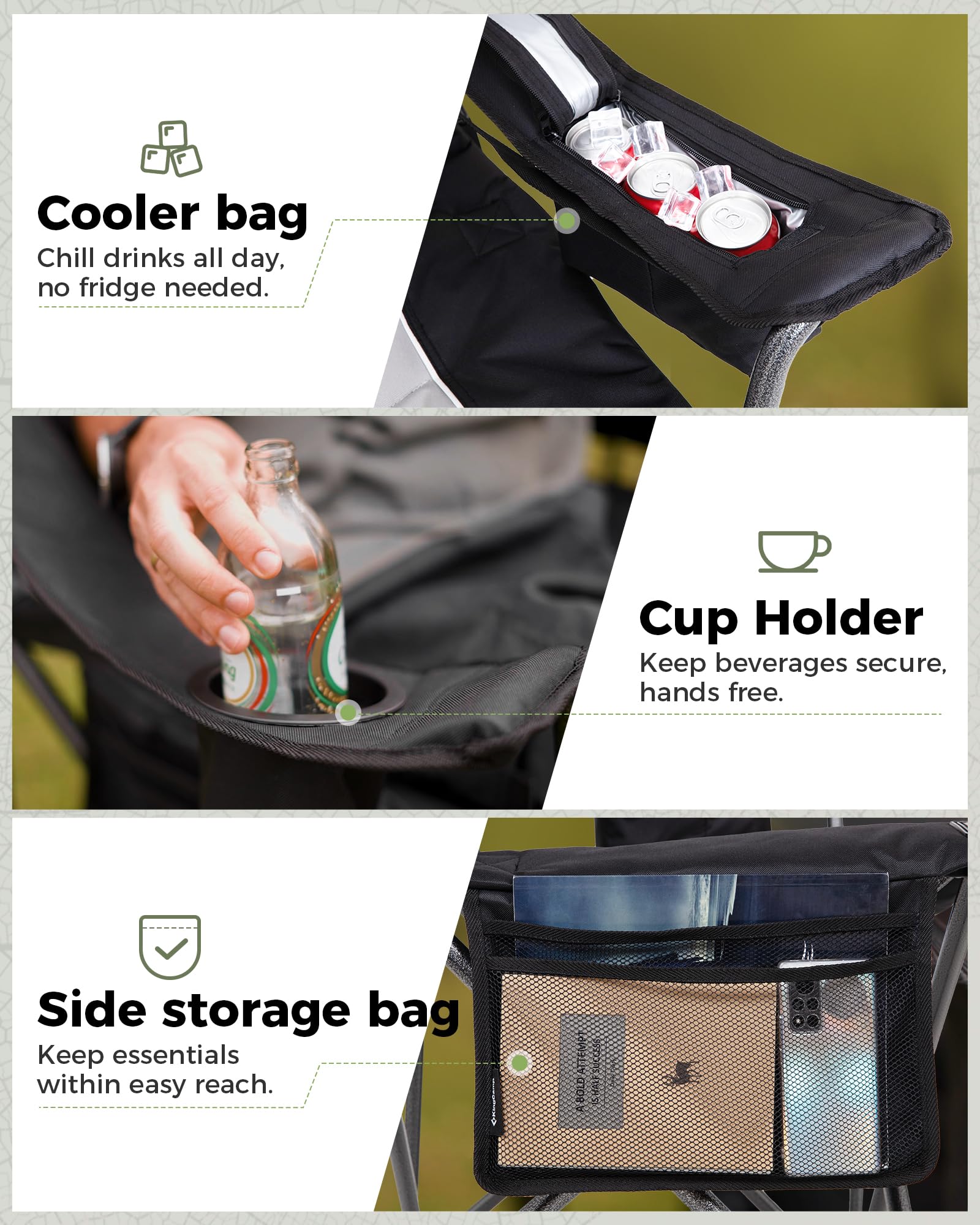 KingCamp JUNIPER C10 Oversized Folding Chair with Adjustable Lumbar Support