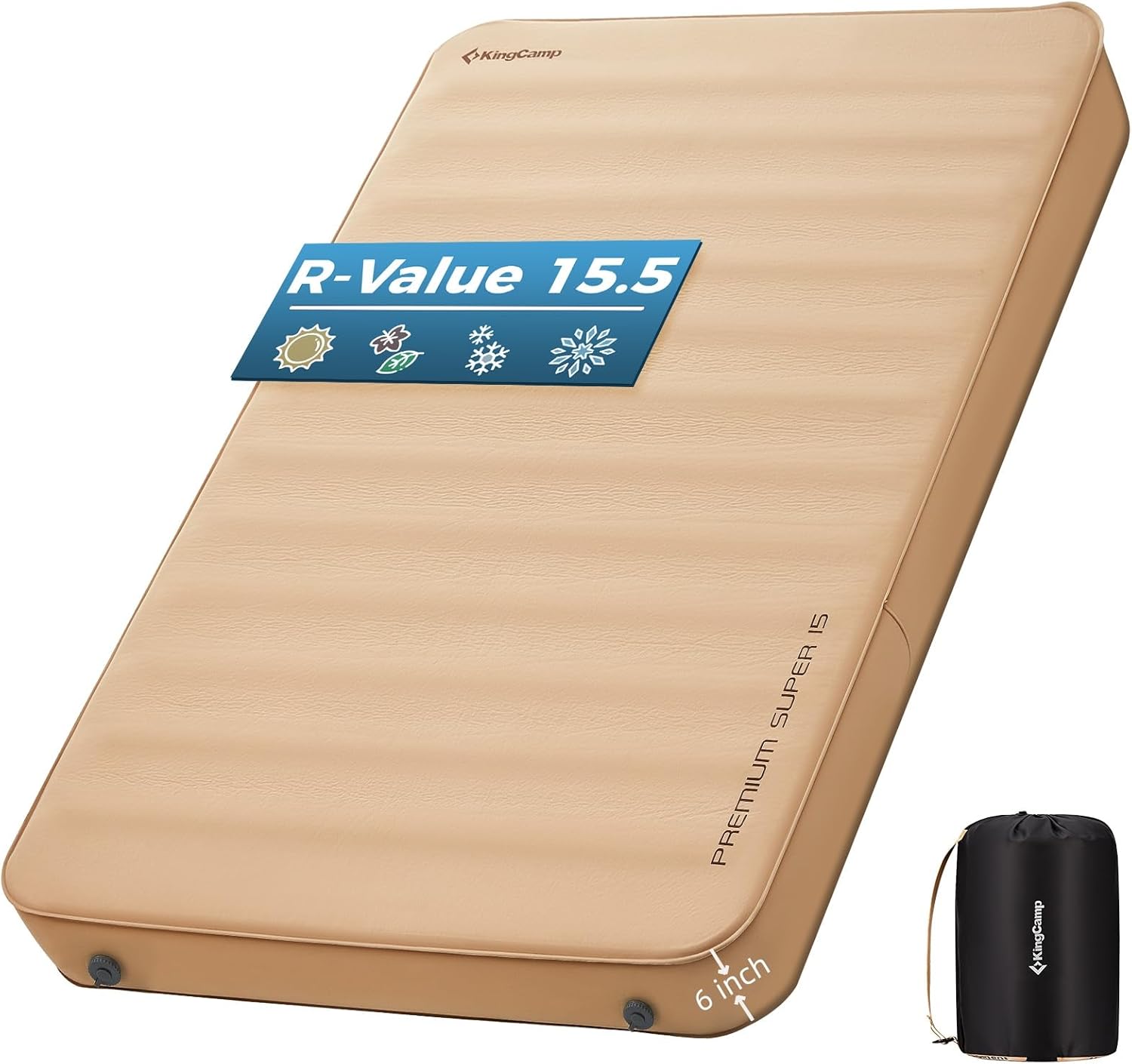 Premium Super 15 Double Self-Inflating Camping Sleeping Pad