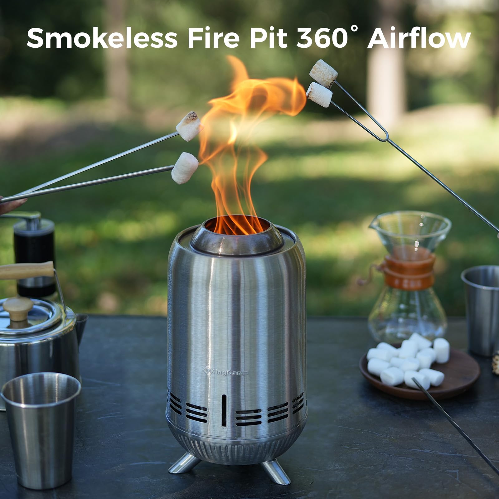 KingCamp Tornado Tabletop Fire Pit with Stand