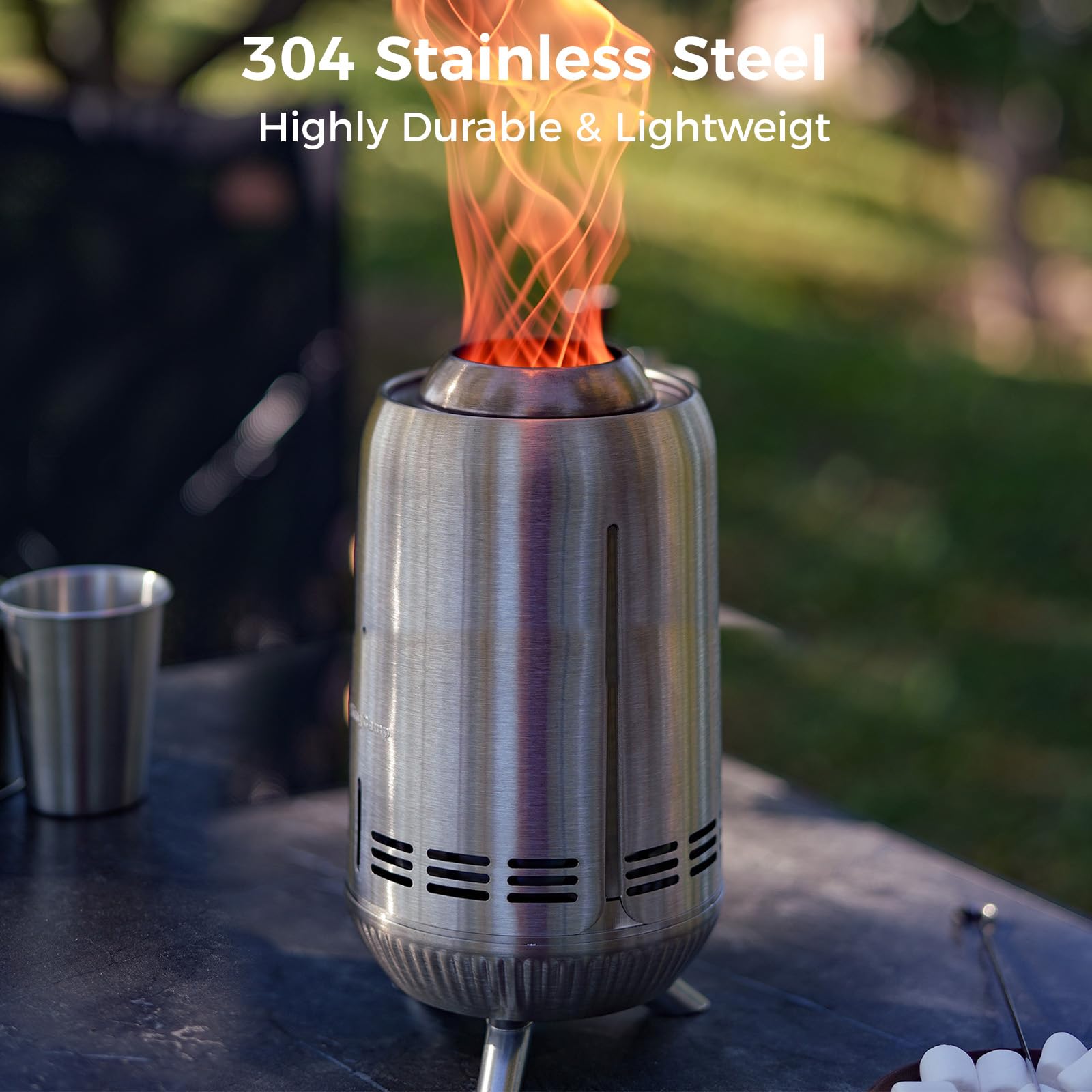 KingCamp Tornado Tabletop Fire Pit with Stand