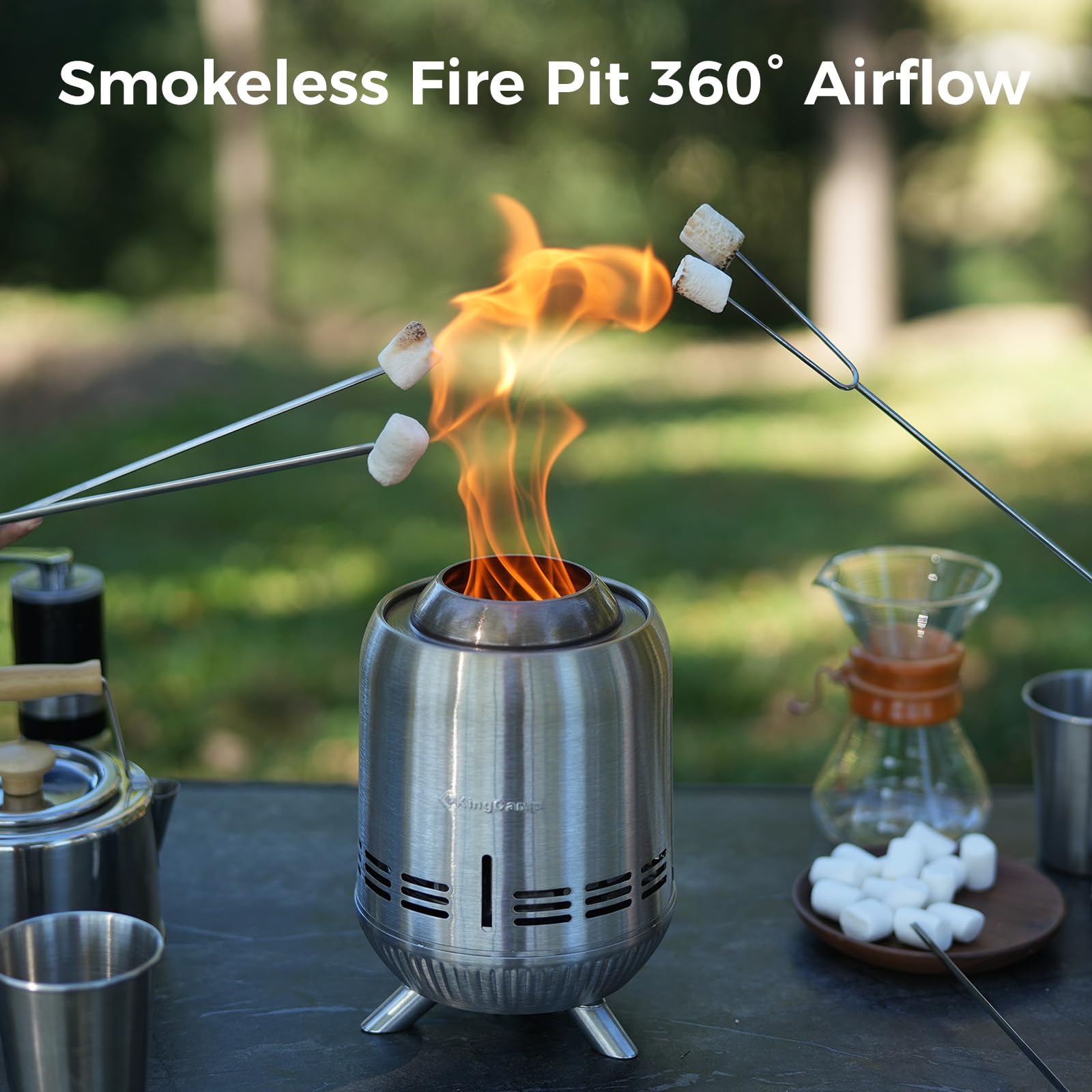 KingCamp Tornado Tabletop Fire Pit with Stand