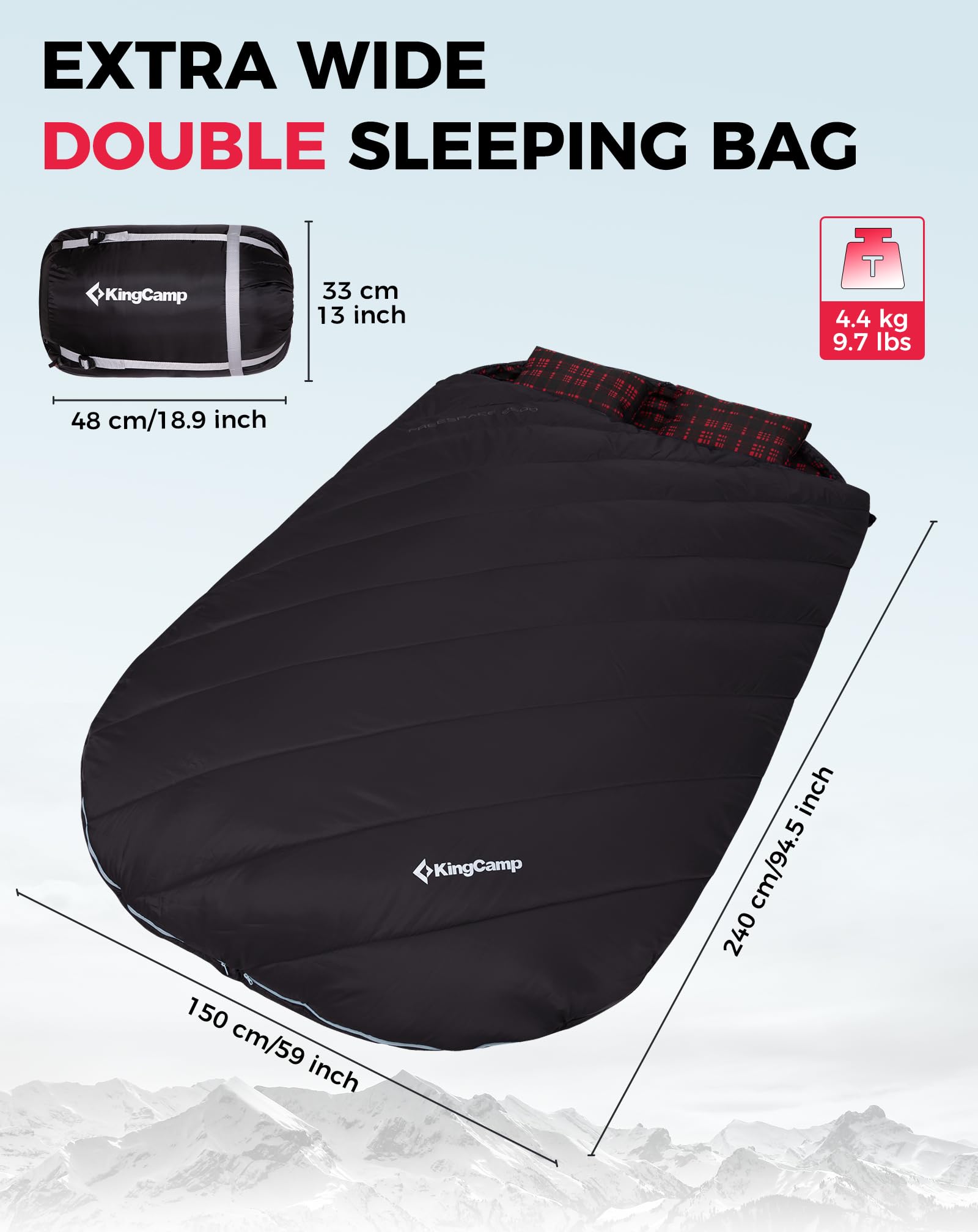 KingCamp FREESPACE 250D Flannel Double-Sized Sleeping Bag