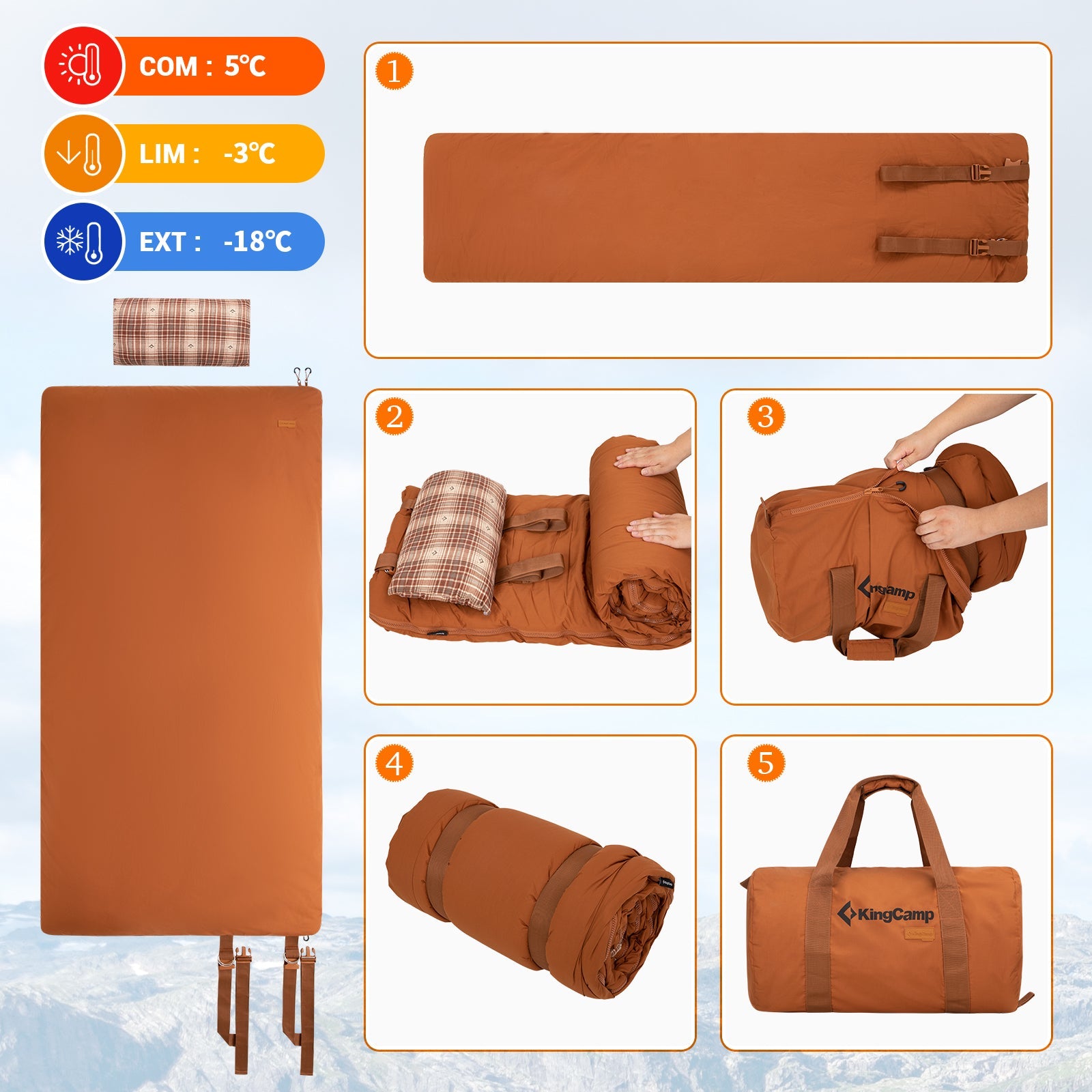 KingCamp TOPANGA 400 Flannel Rectangle Sleeping Bag