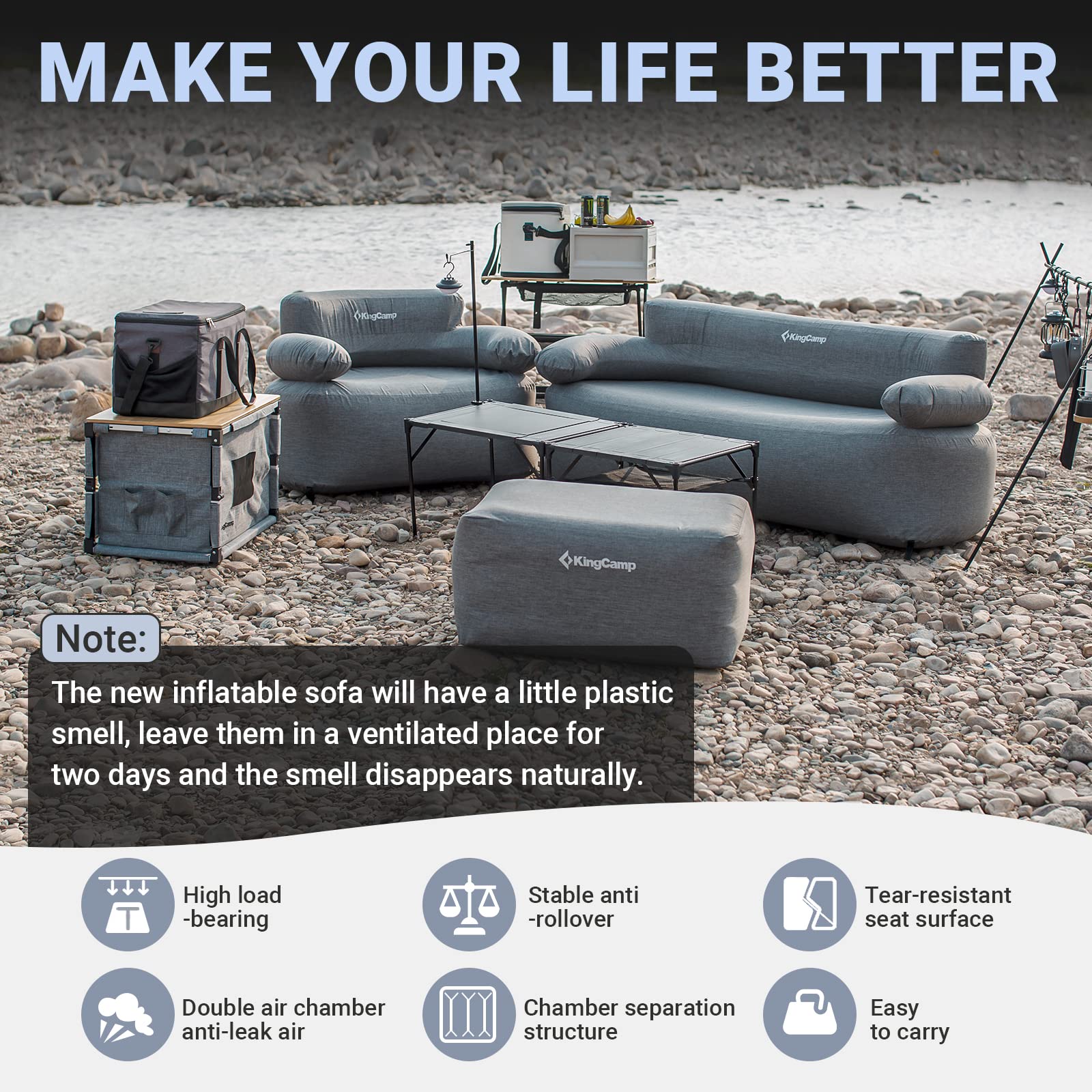 Luxury Inflatable Sofa Set for Two with Foot Pump and Stakes