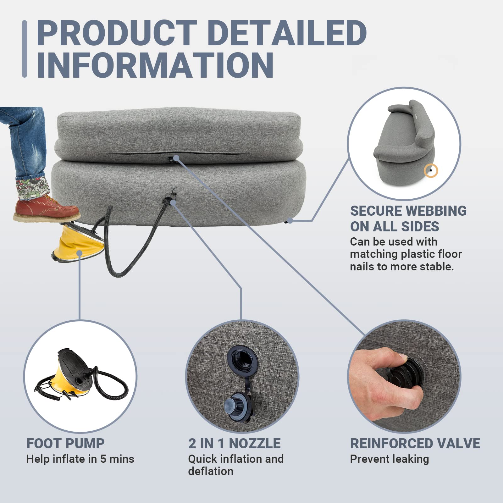 Luxury Inflatable Sofa Set for Two with Foot Pump and Stakes