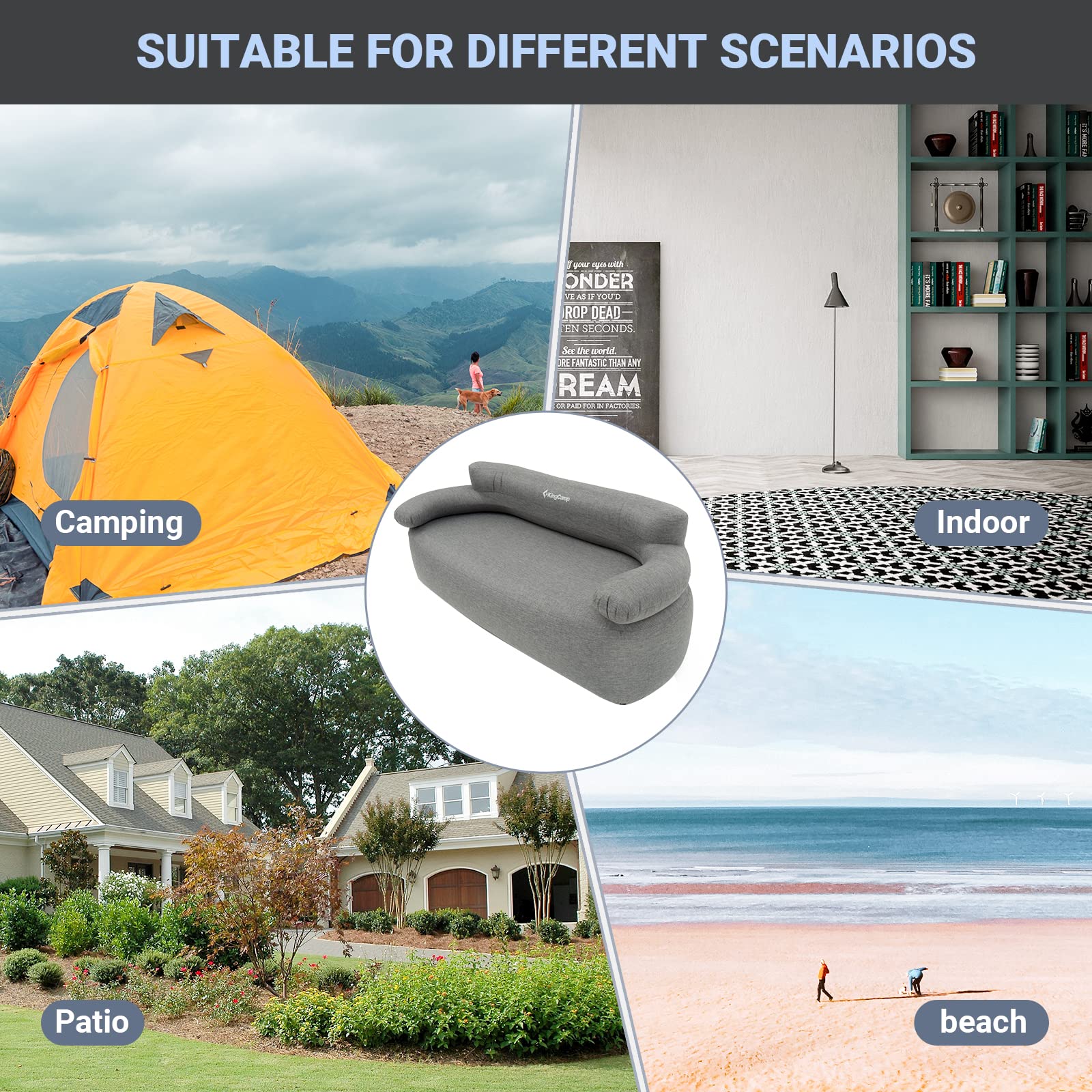 Luxury Inflatable Sofa Set for Two with Foot Pump and Stakes