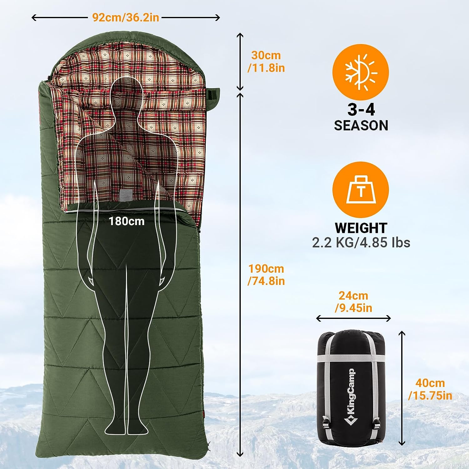 35F Oversized 3-4 Season Sleeping Bag