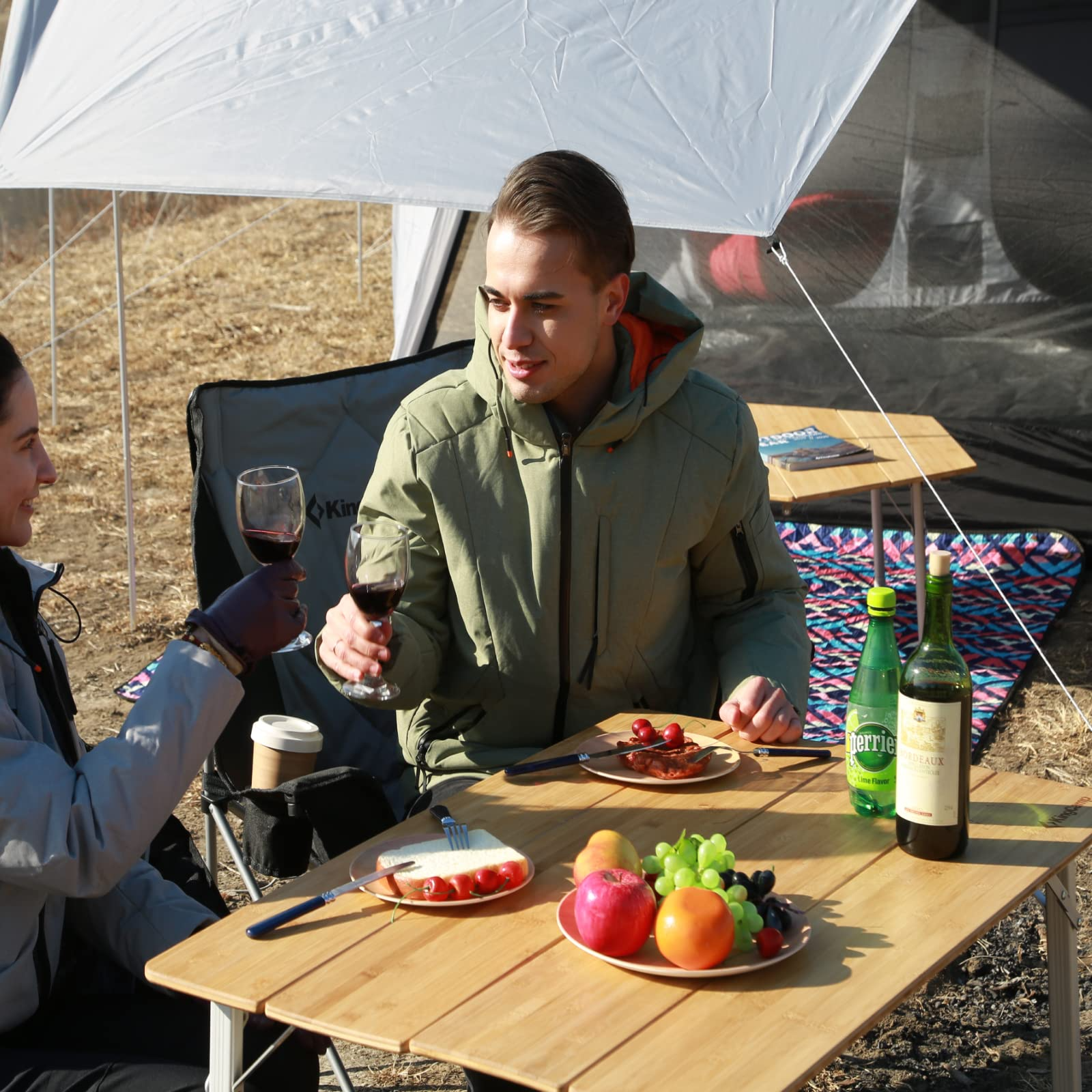 KingCamp Bamboo Folding Adjustable Height Tables