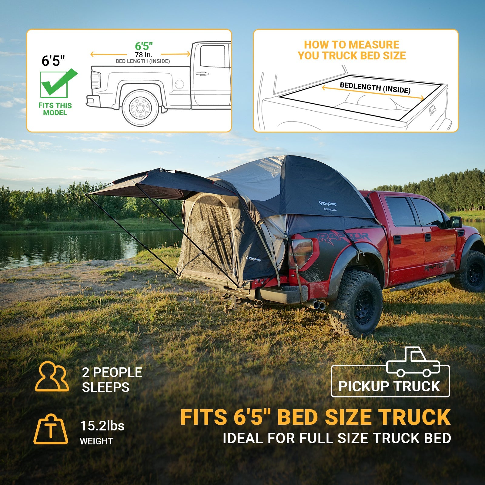 KingCamp 2 Person Truck Bed Tent