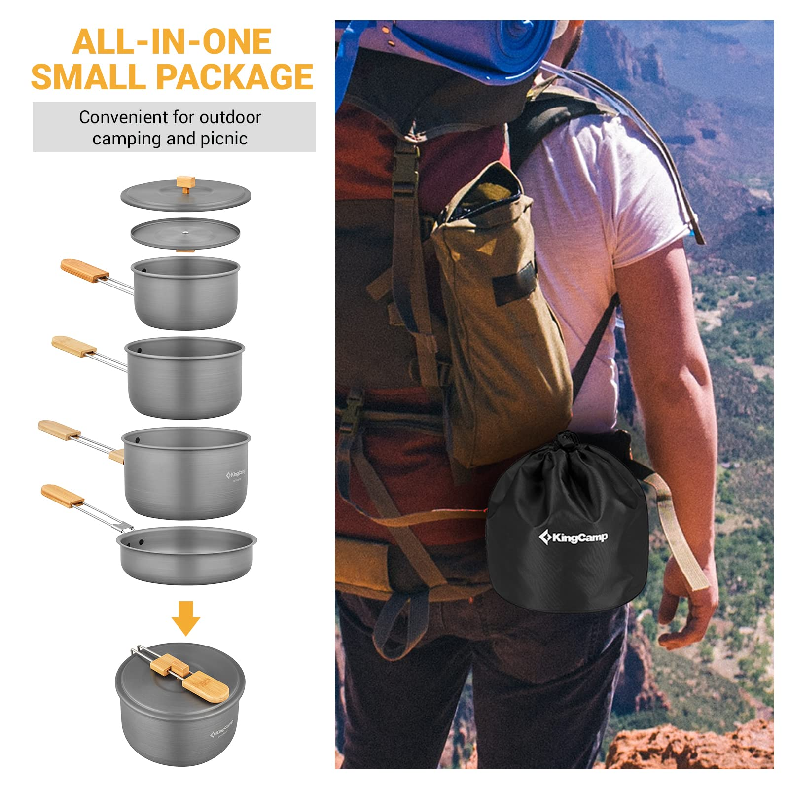 KingCamp 7Pcs Camping Cookware Camp Cooking Set