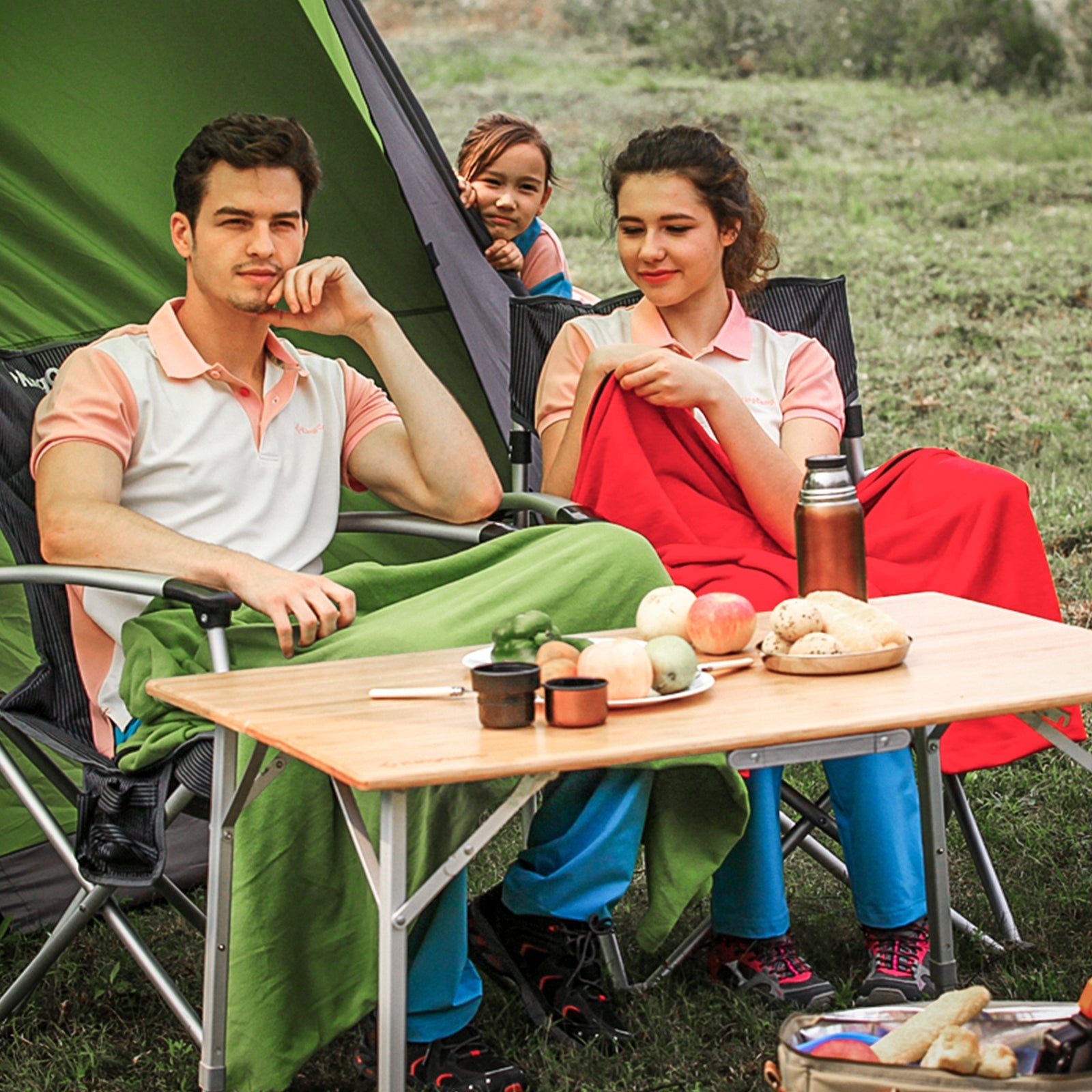 KingCamp Bamboo Three Heights 4 People Folding Table