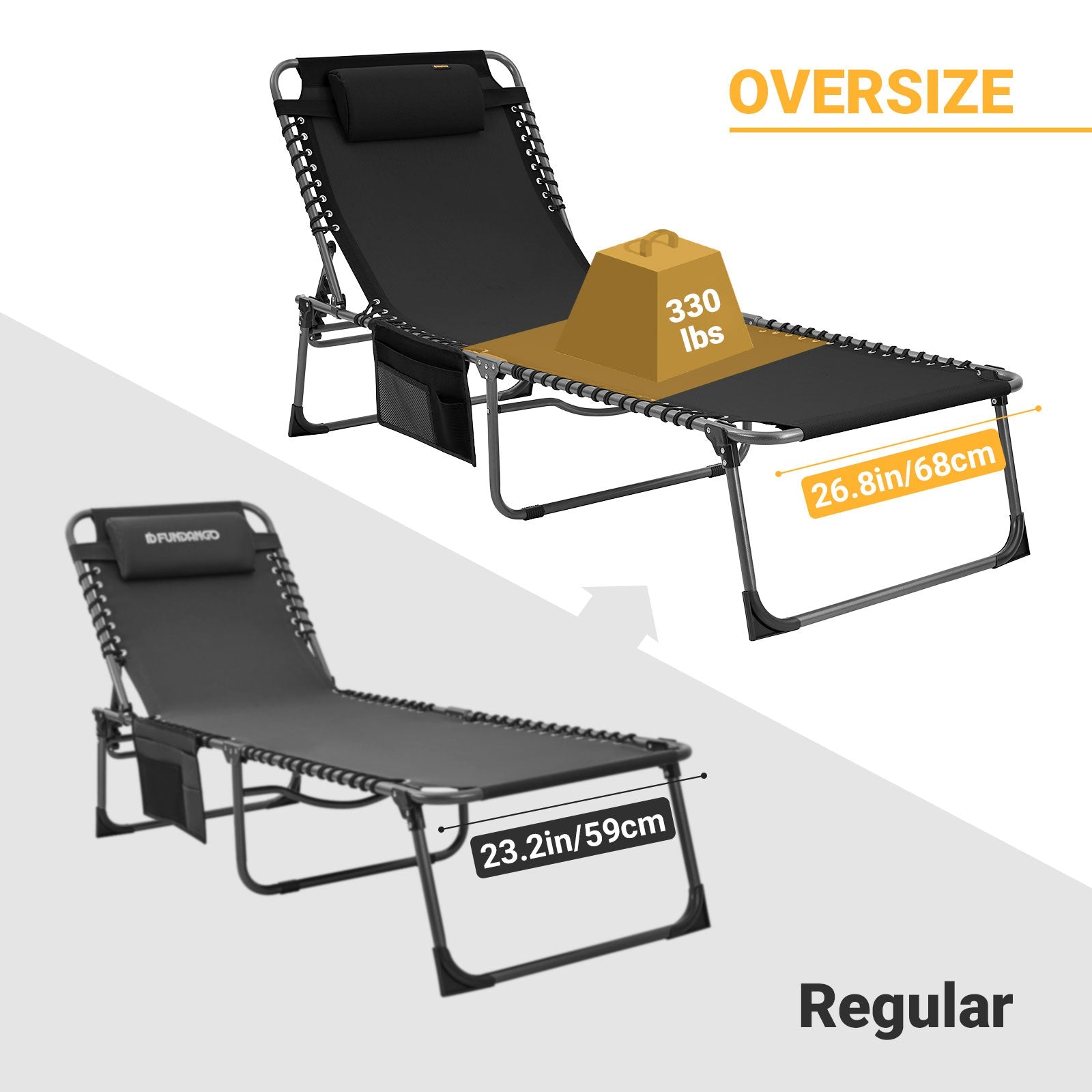 KingCamp Oversized Adjustable 4-Position Folding Chaise