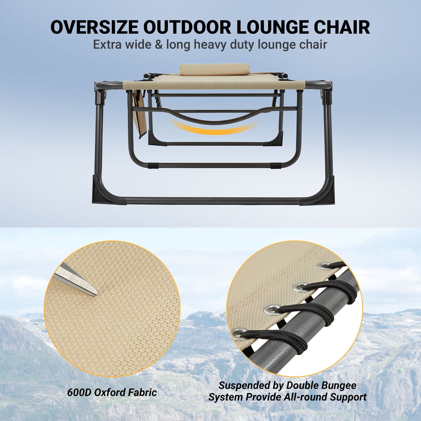 KingCamp Oversized Adjustable 4-Position Folding Chaise