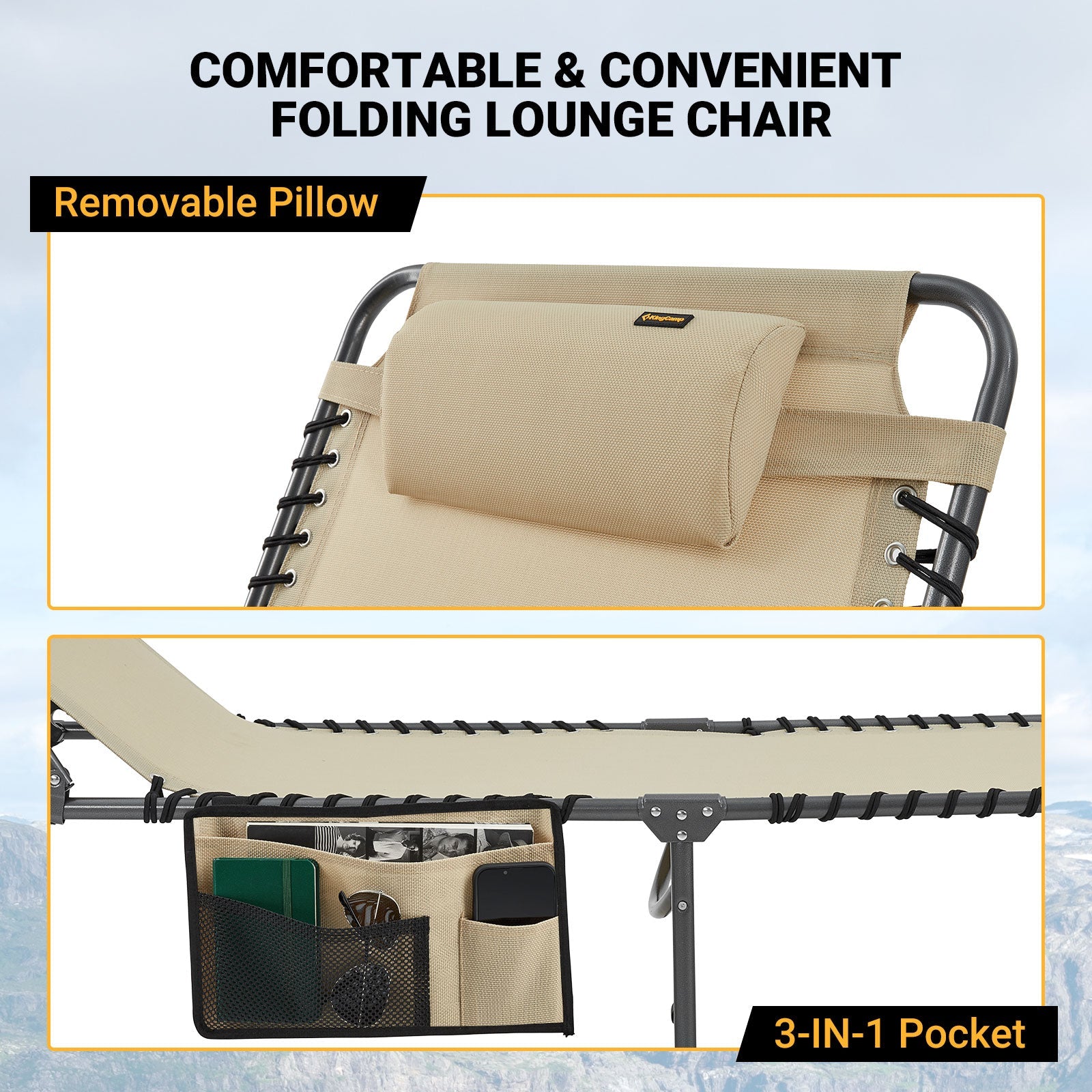 KingCamp Oversized Adjustable 4-Position Folding Chaise