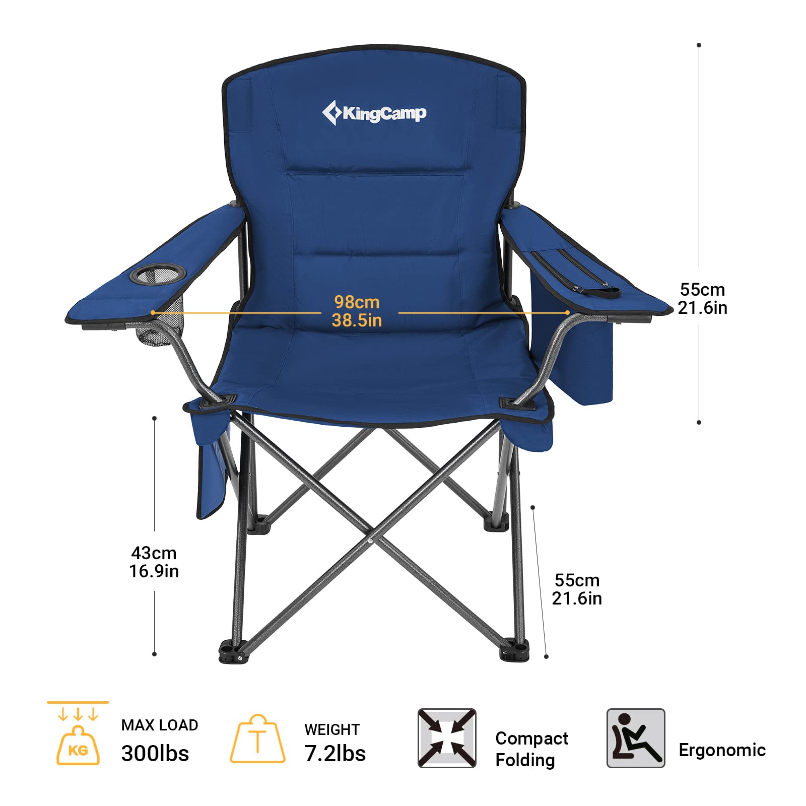 KingCamp Oversized Padded Arm Chair with Cooler