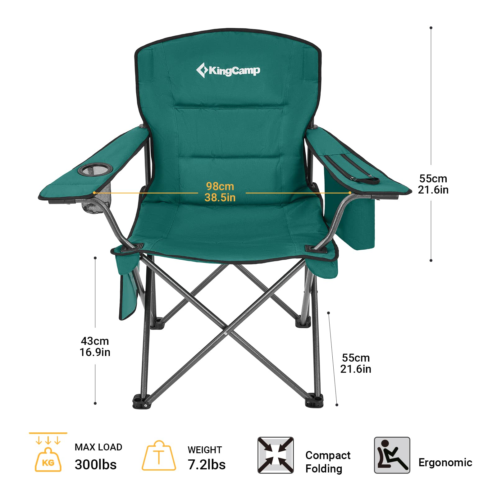 KingCamp Oversized Padded Arm Chair with Cooler