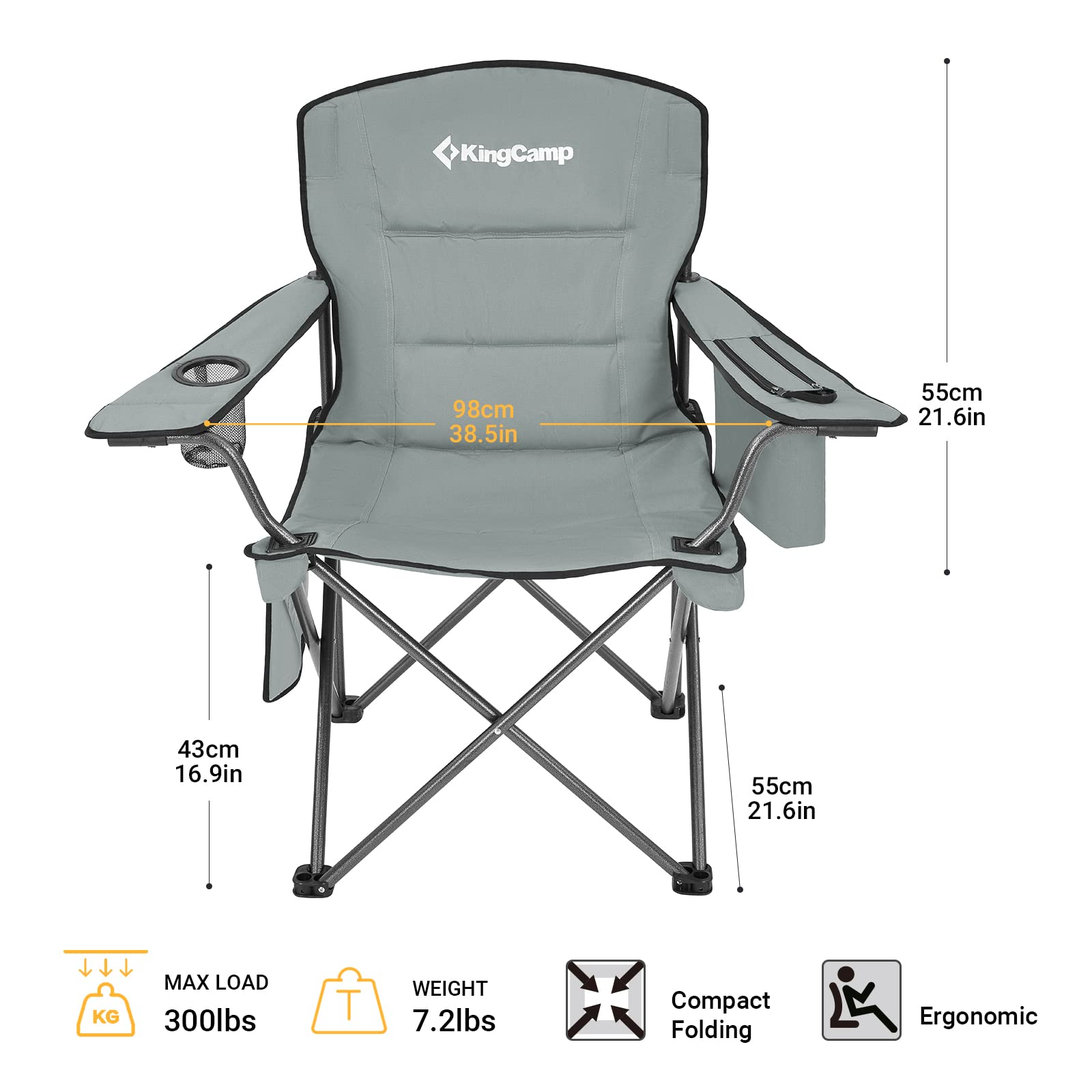 KingCamp Oversized Padded Arm Chair with Cooler