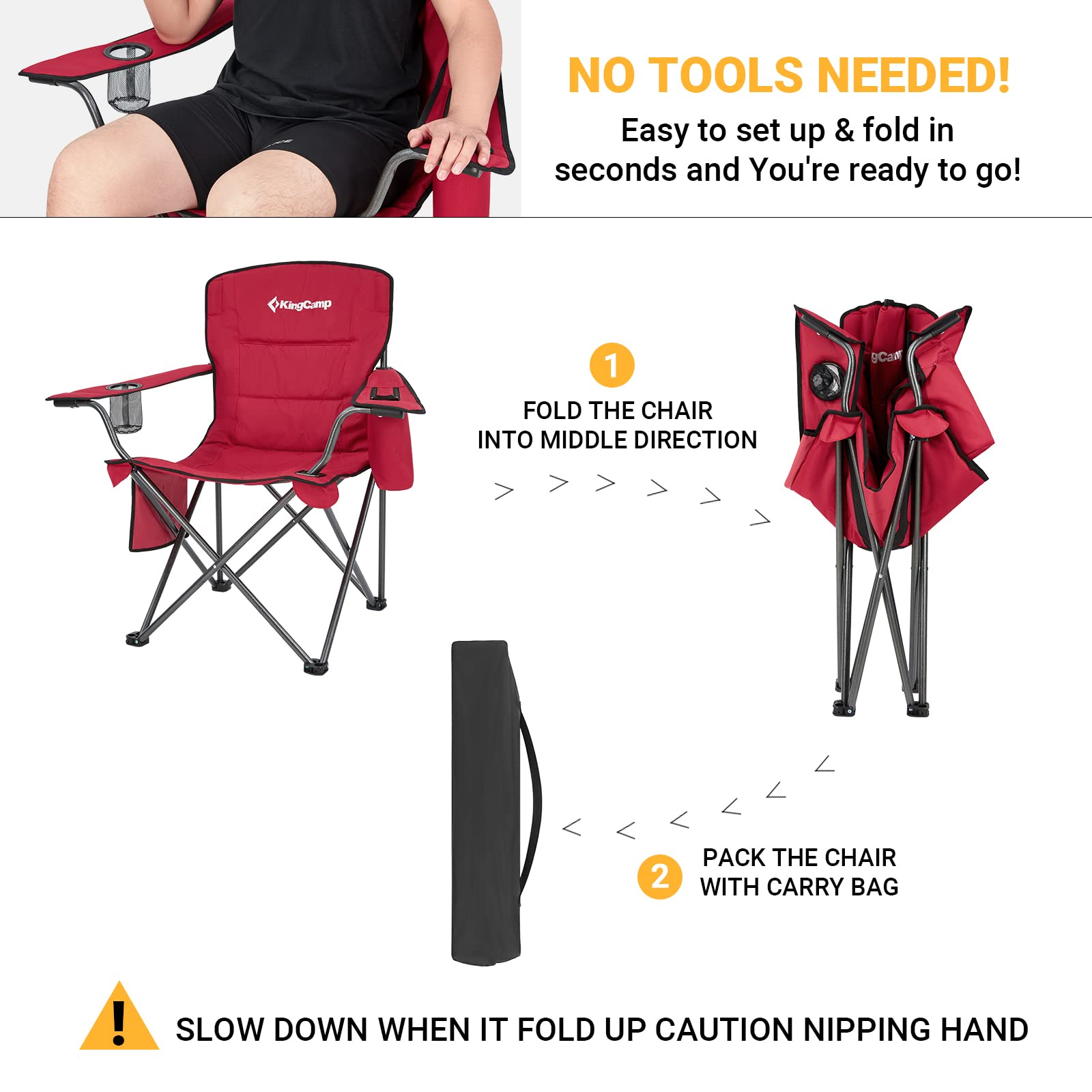 KingCamp Oversized Padded Arm Chair with Cooler