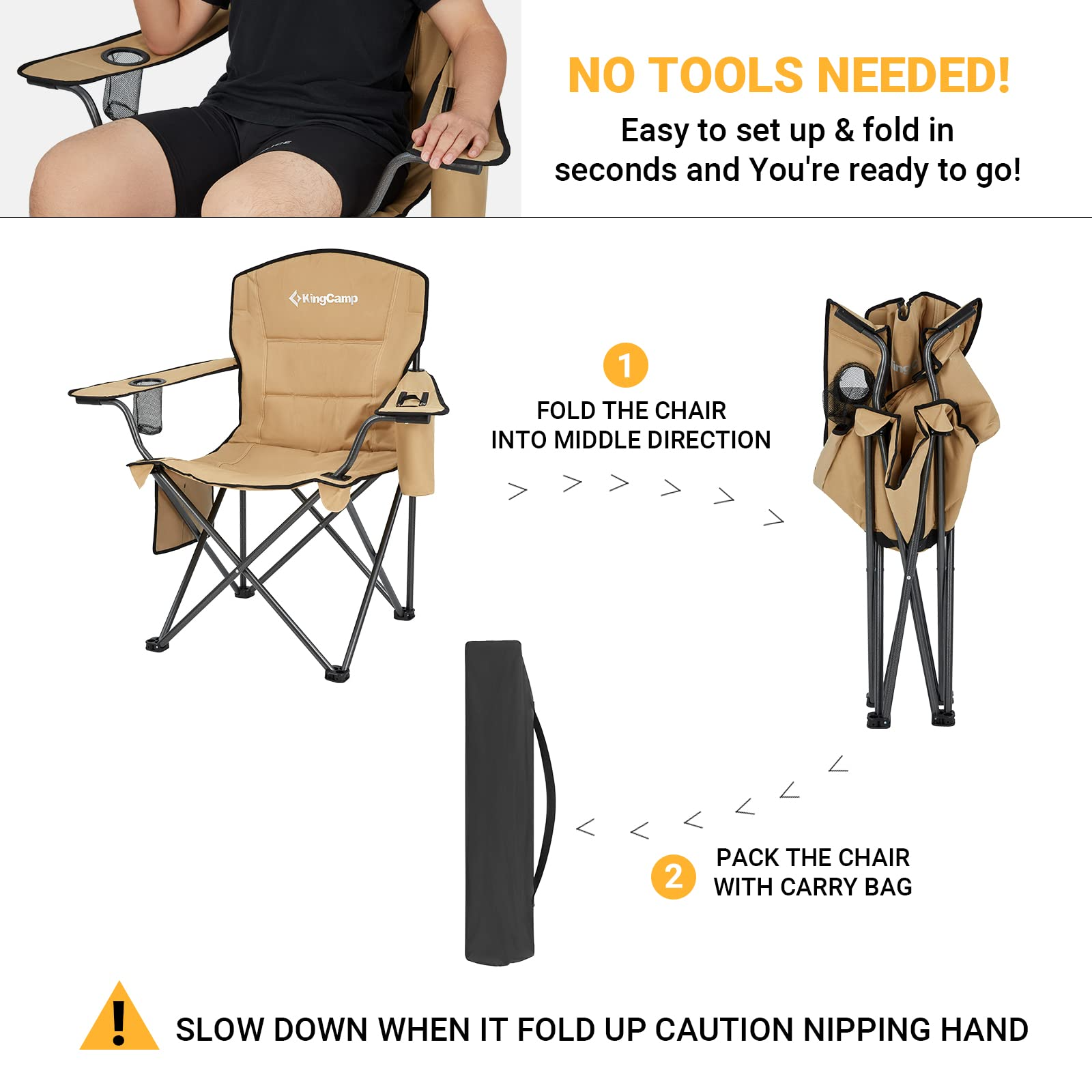 KingCamp Oversized Padded Arm Chair with Cooler