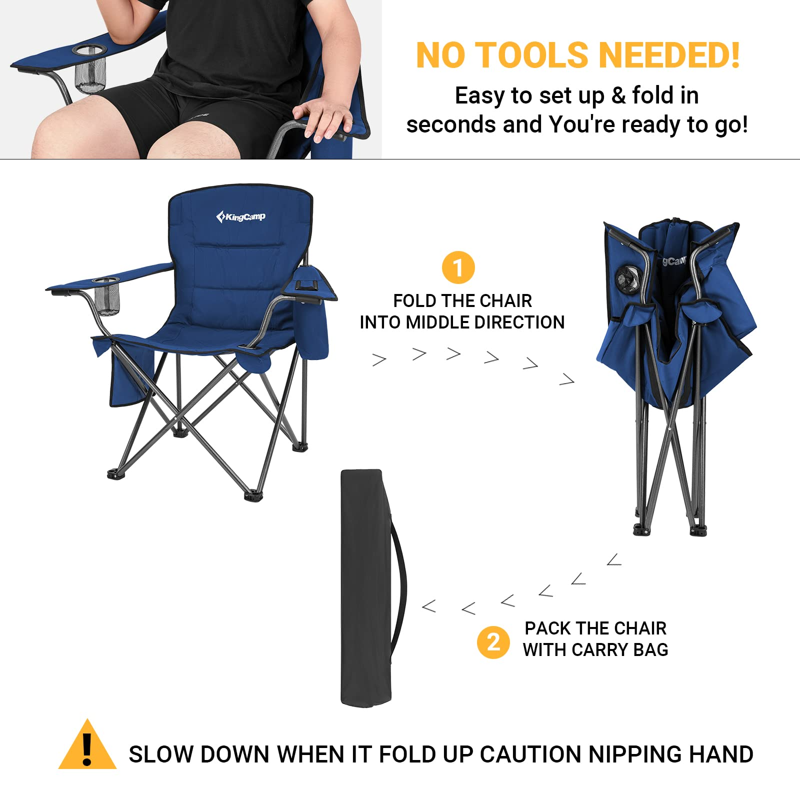 KingCamp Oversized Padded Arm Chair with Cooler