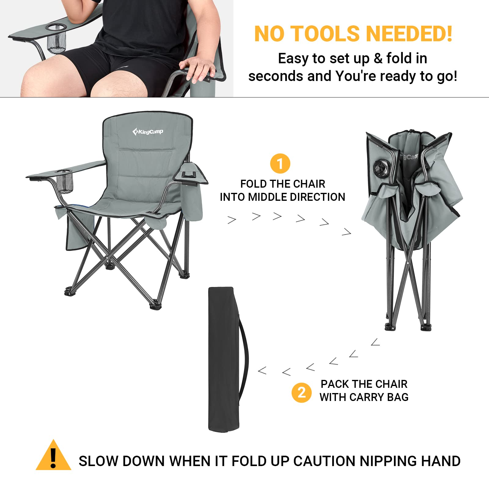 KingCamp Oversized Padded Arm Chair with Cooler